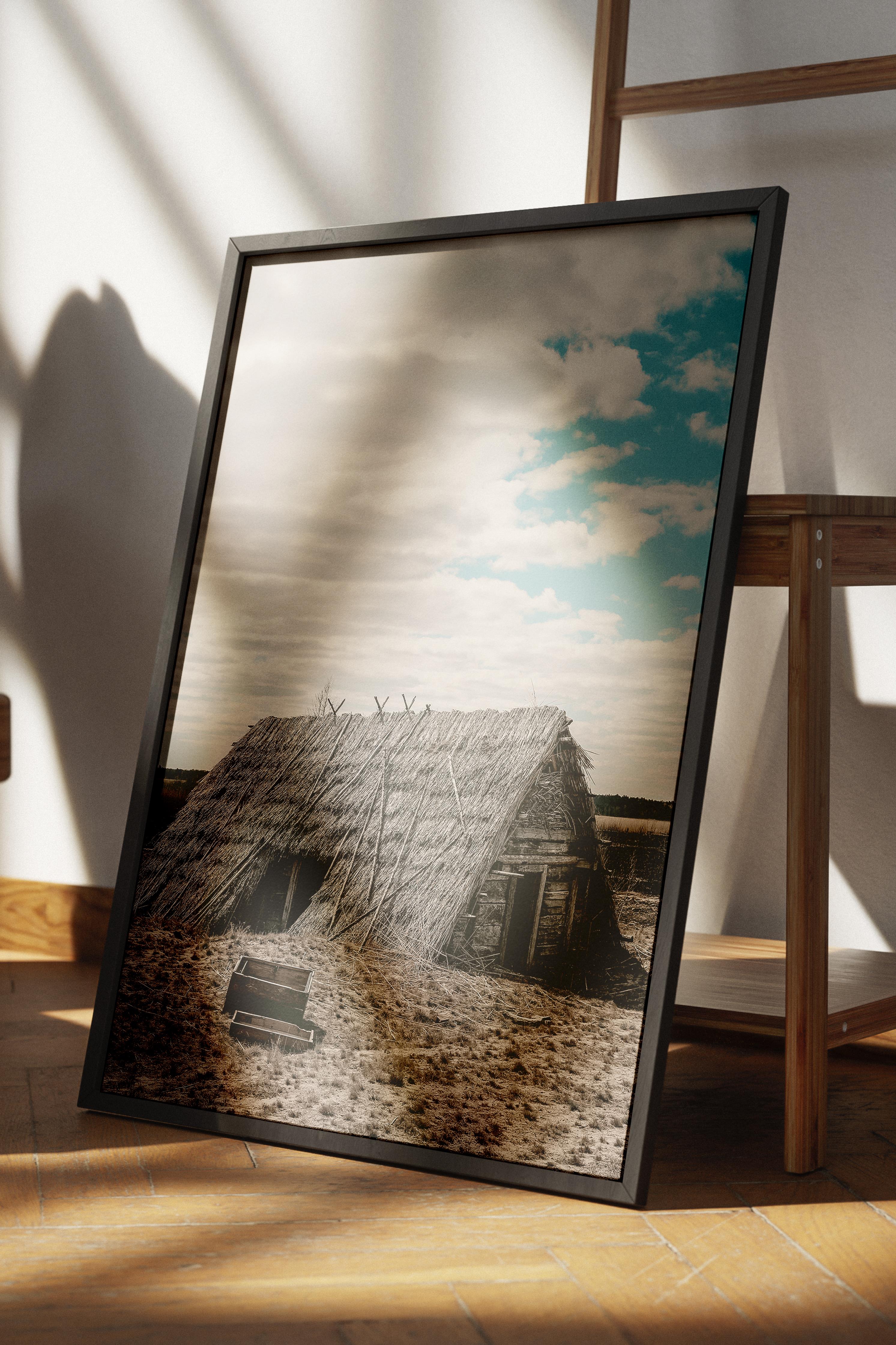 Rustic Çerçevesiz Poster, İskandinav Gri Poster, NO:405 Dağ Evi Fotoğraf