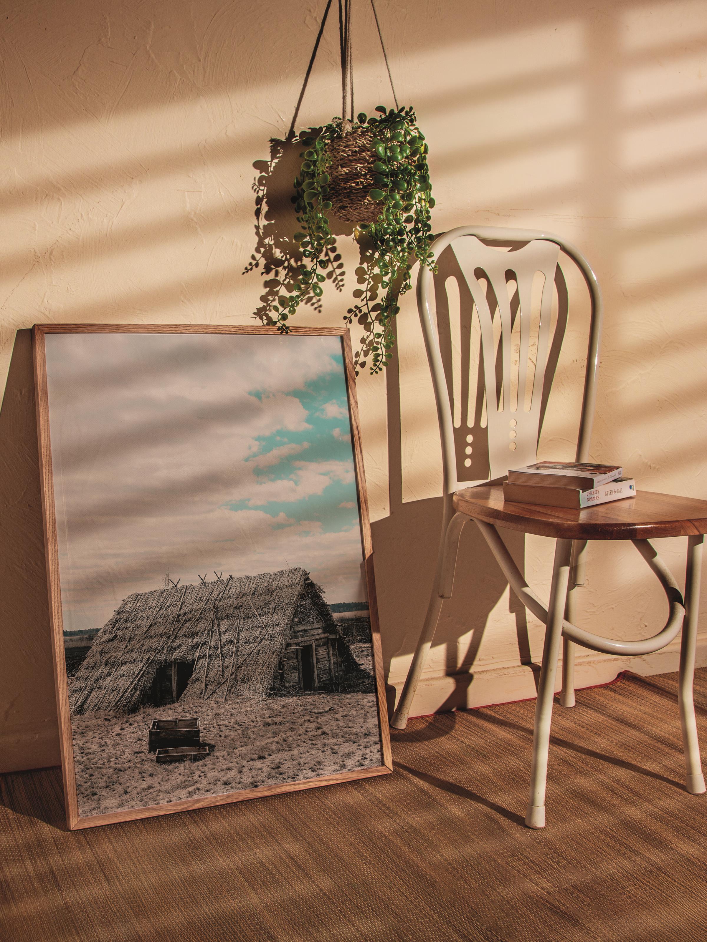 Rustic Çerçevesiz Poster, İskandinav Gri Poster, NO:405 Dağ Evi Fotoğraf