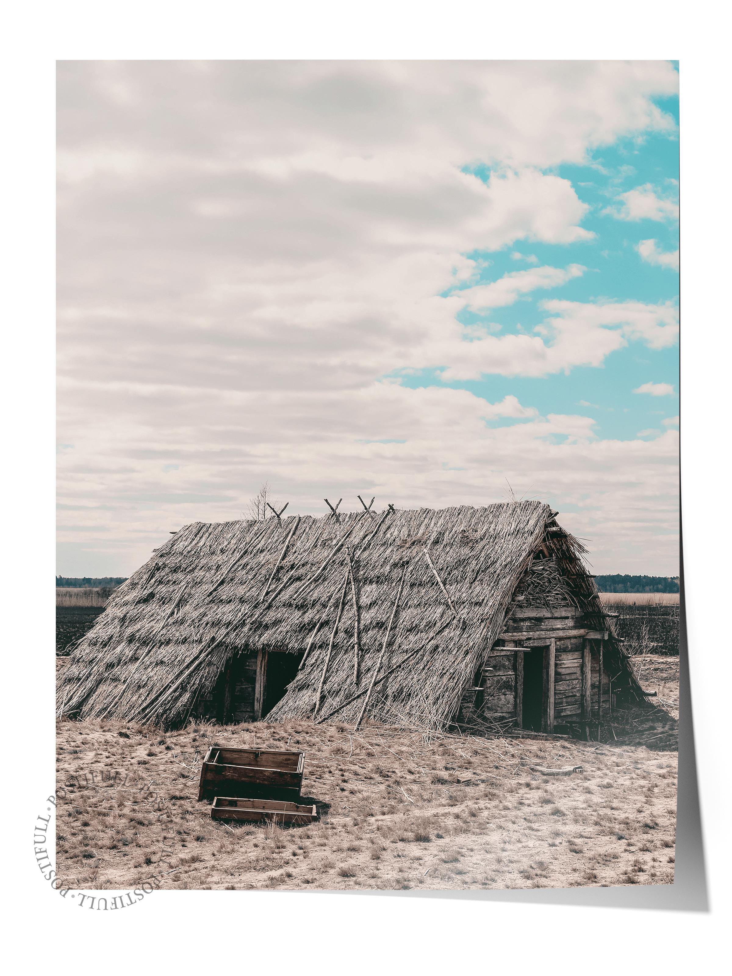 Rustic Çerçevesiz Poster, İskandinav Gri Poster, NO:405 Dağ Evi Fotoğraf