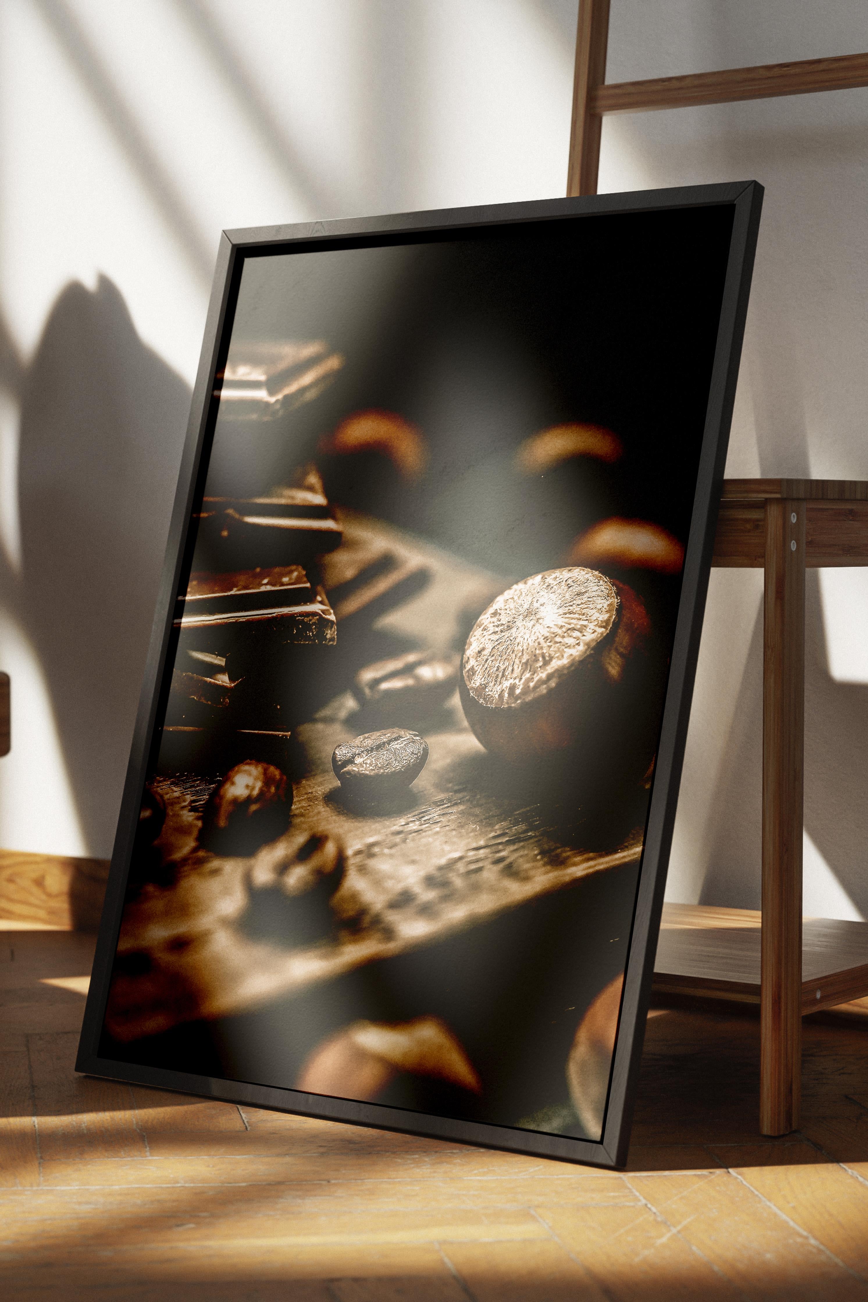 Rustic Çerçevesiz Poster, İskandinav Kahverengi Poster, NO:1 Çikolata ve Fındık Fotoğraf, Dikey