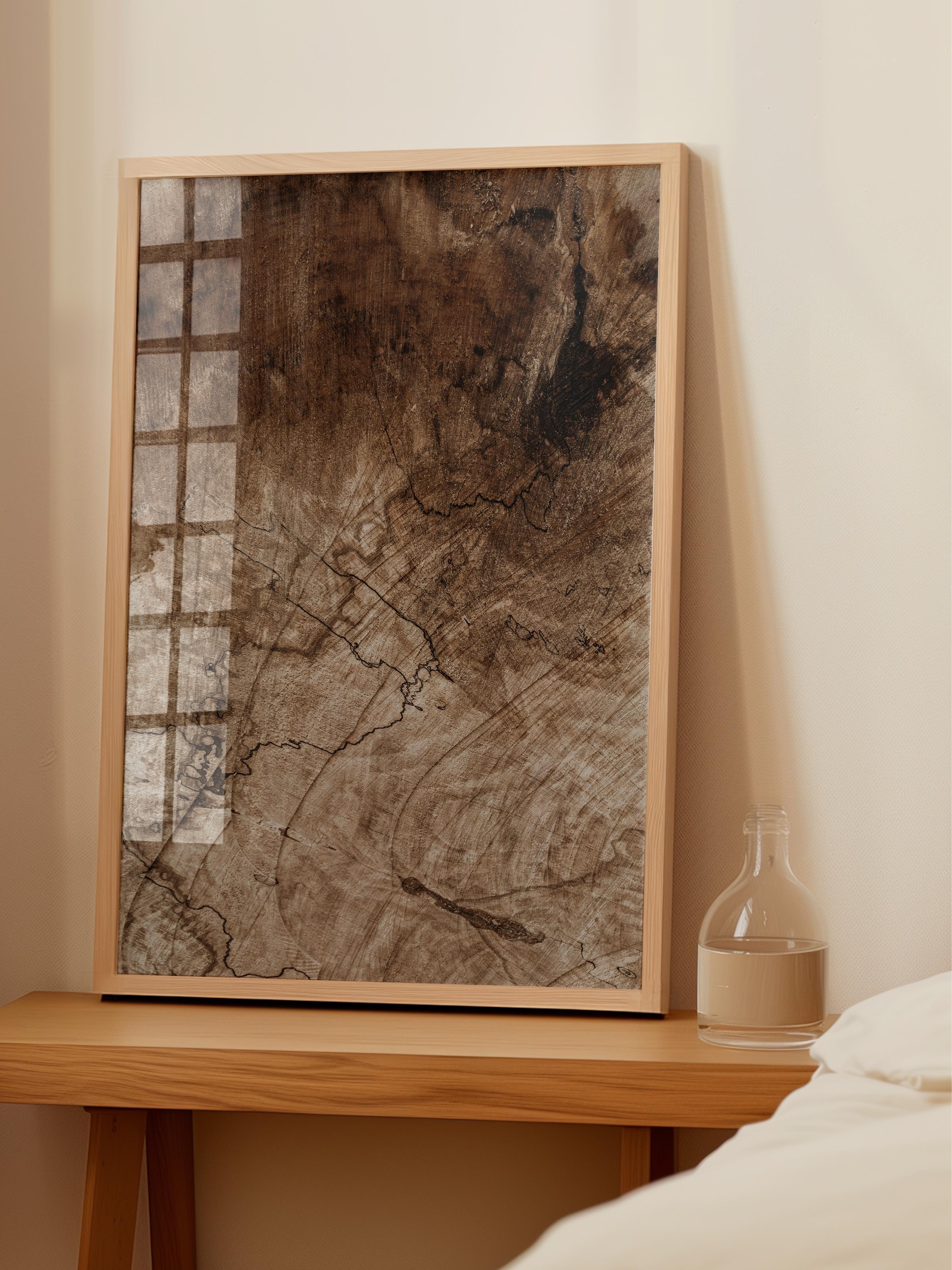 Rustic Çerçevesiz Poster, İskandinav Kahverengi Poster, NO:10 Taş Duvar Fotoğraf, Dikey