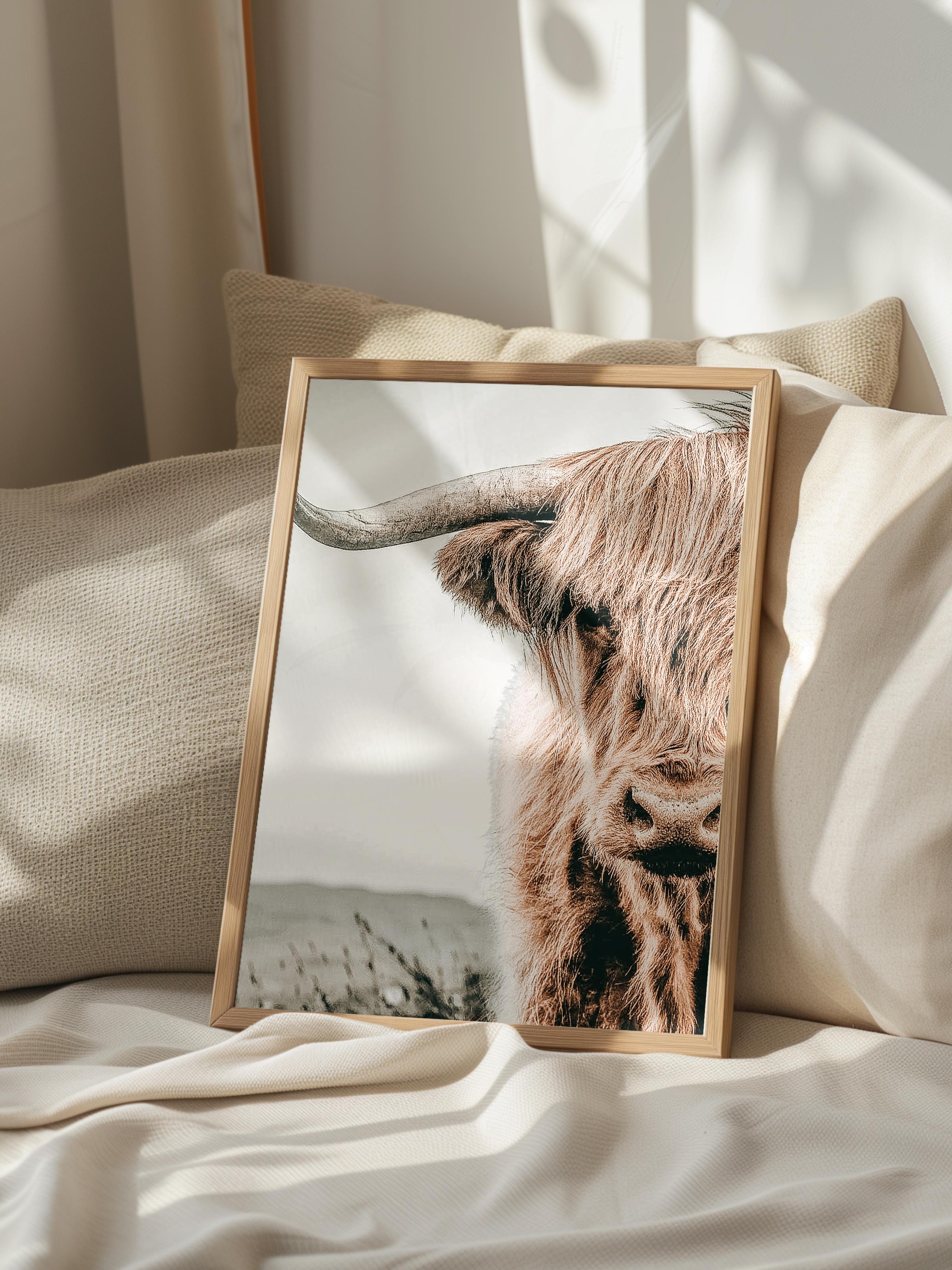 Rustic Çerçevesiz Poster, İskandinav Kahverengi Poster, NO:100 Büyükbaş Hayvan Fotoğraf, Dikey