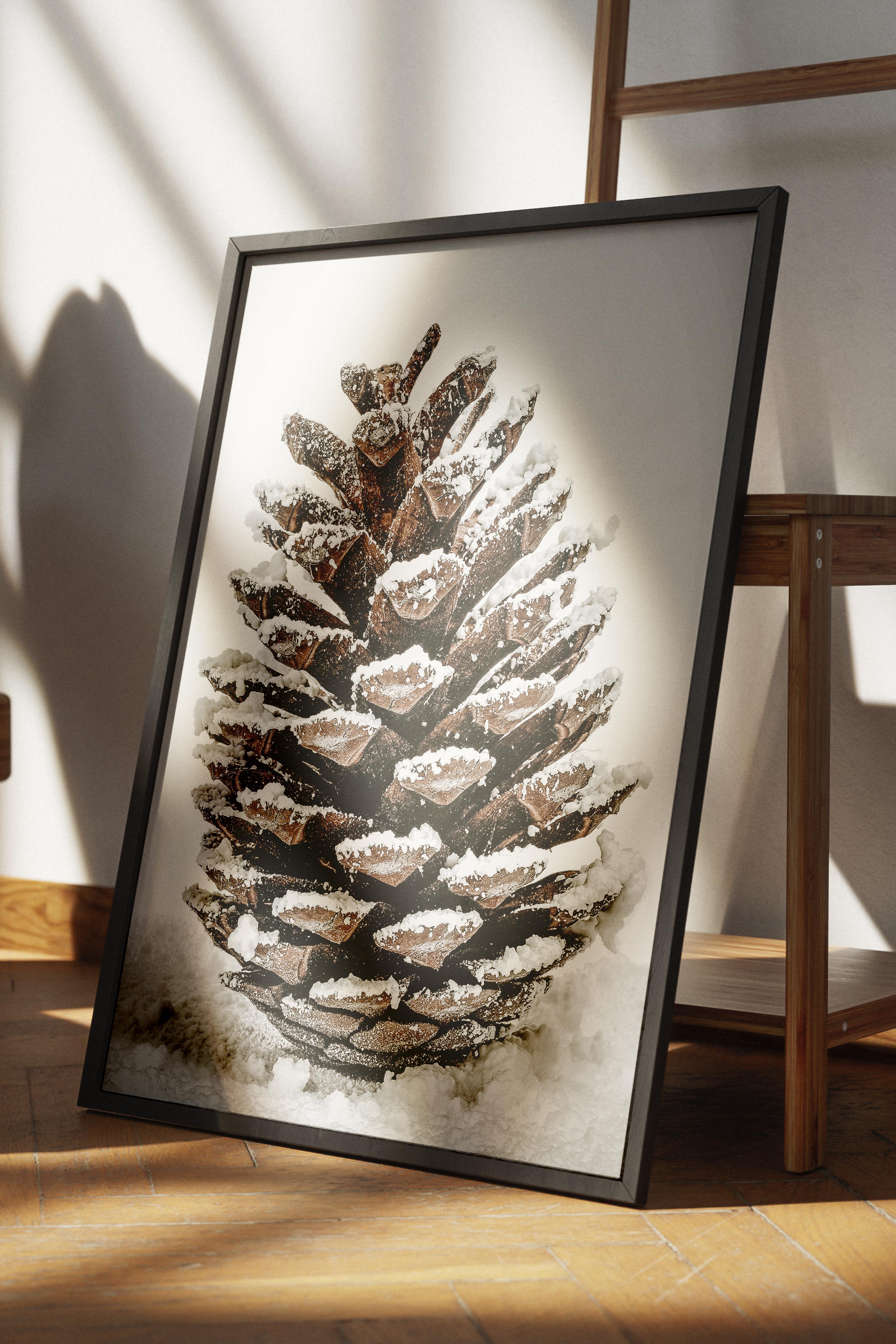 Rustic Çerçevesiz Poster, İskandinav Kahverengi Poster, NO:102 Çam Kozalağı Fotoğraf, Dikey