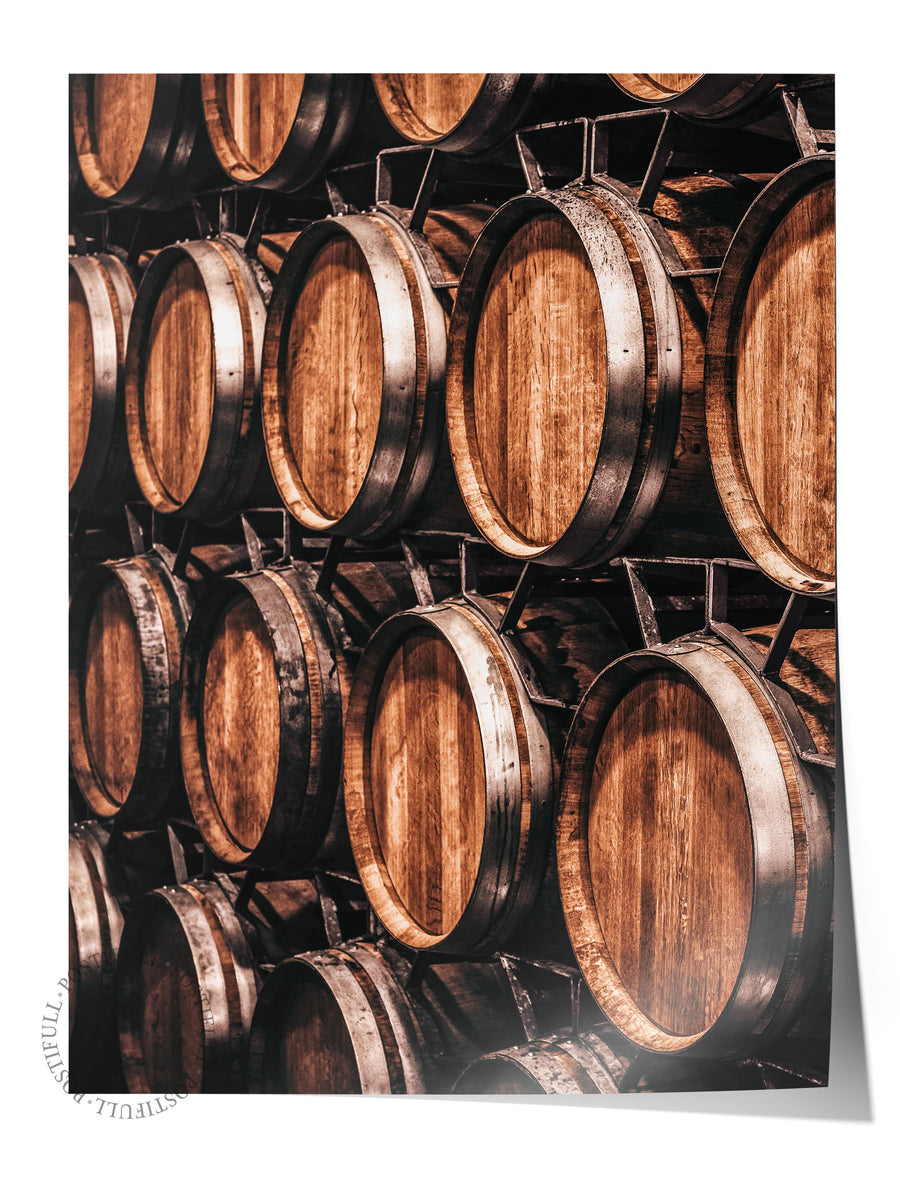 Şarap Fıçıları Koleksiyonu Rustic Çerçevesiz Poster