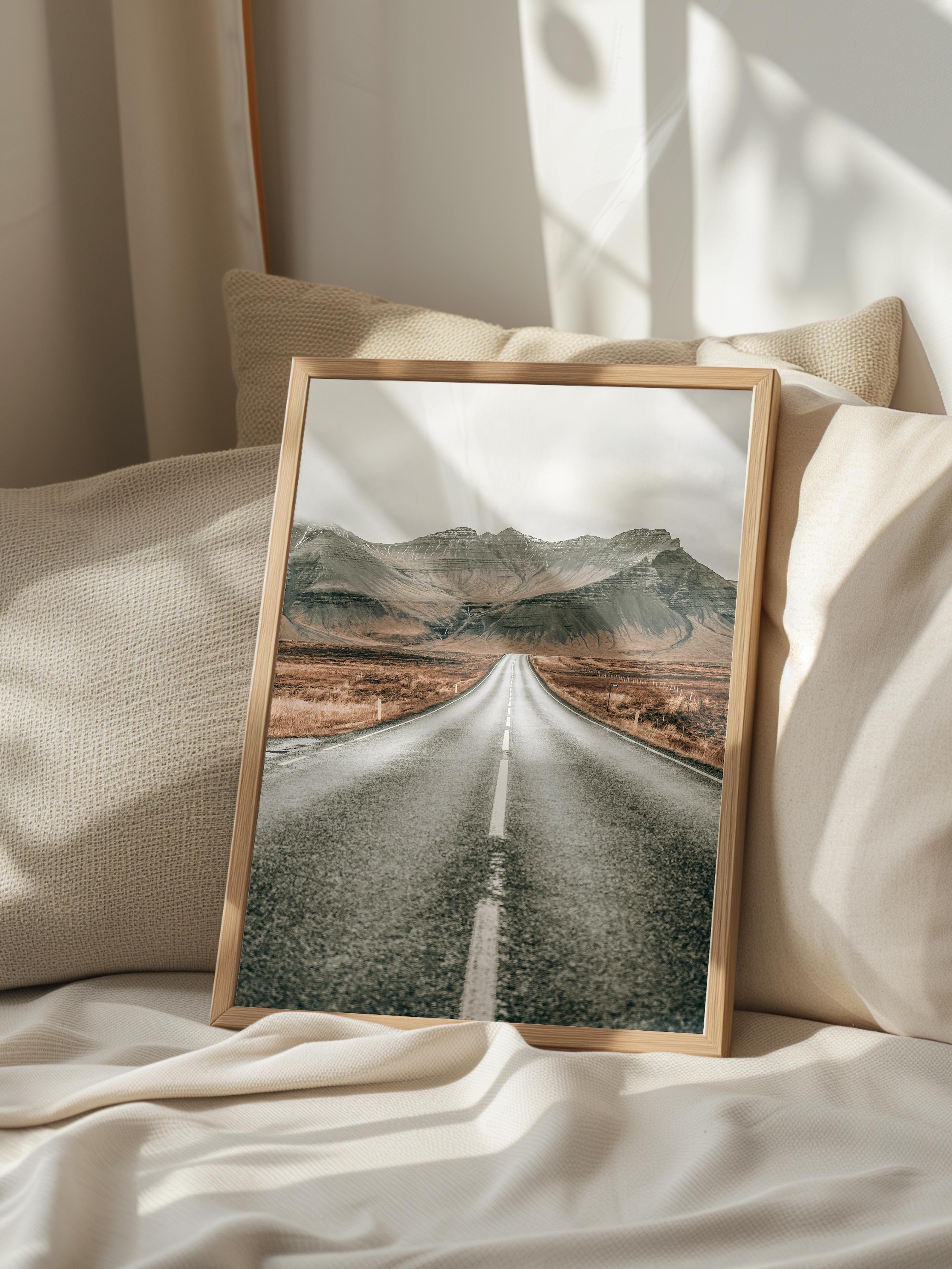 Rustic Çerçevesiz Poster, İskandinav Kahverengi Poster, NO:141 Yolda Manzara Fotoğraf, Dikey
