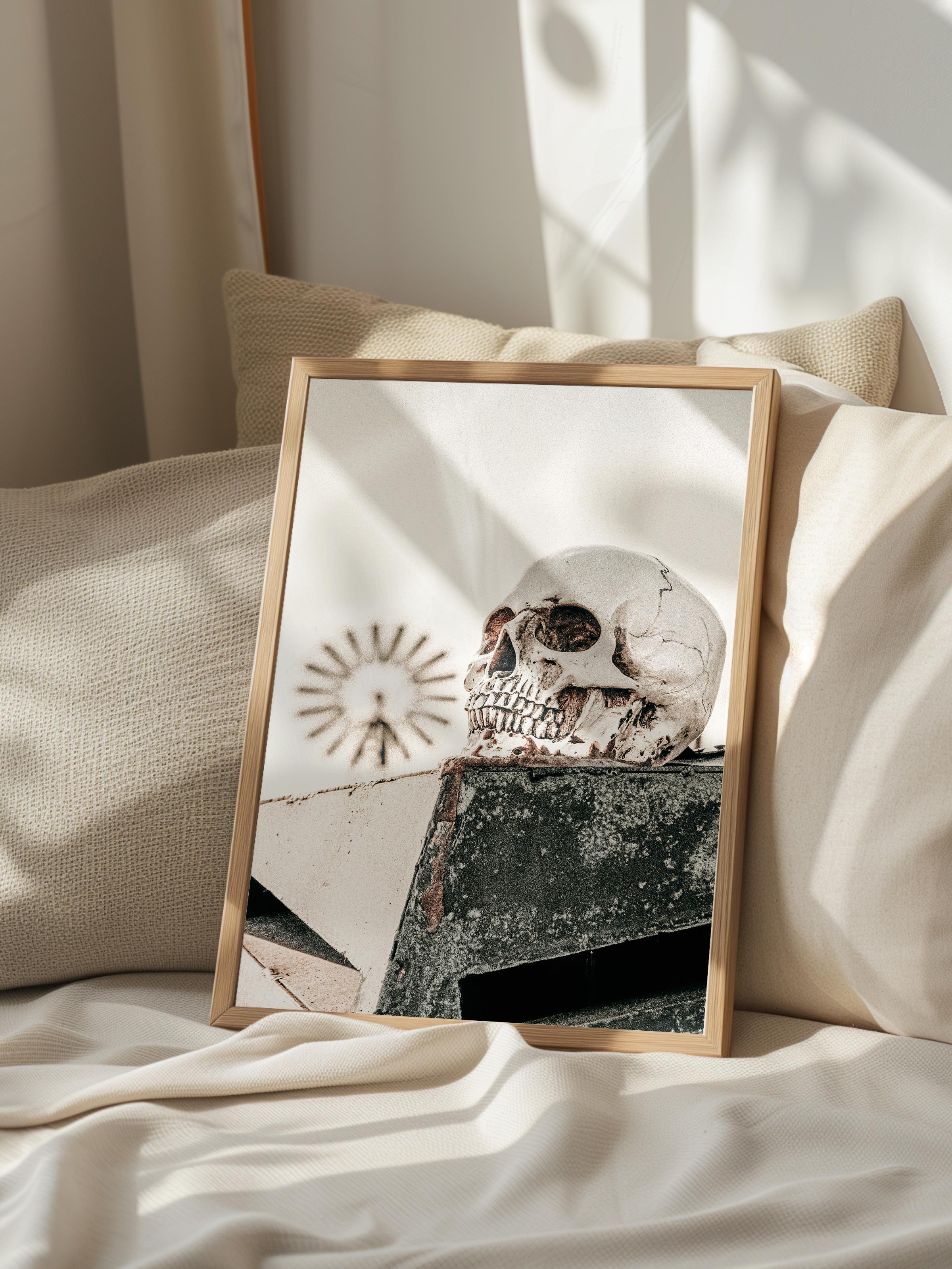 Rustic Çerçevesiz Poster, İskandinav Kahverengi Poster, NO:155 Kuru Kafa ve Değirmen Fotoğraf, Dikey