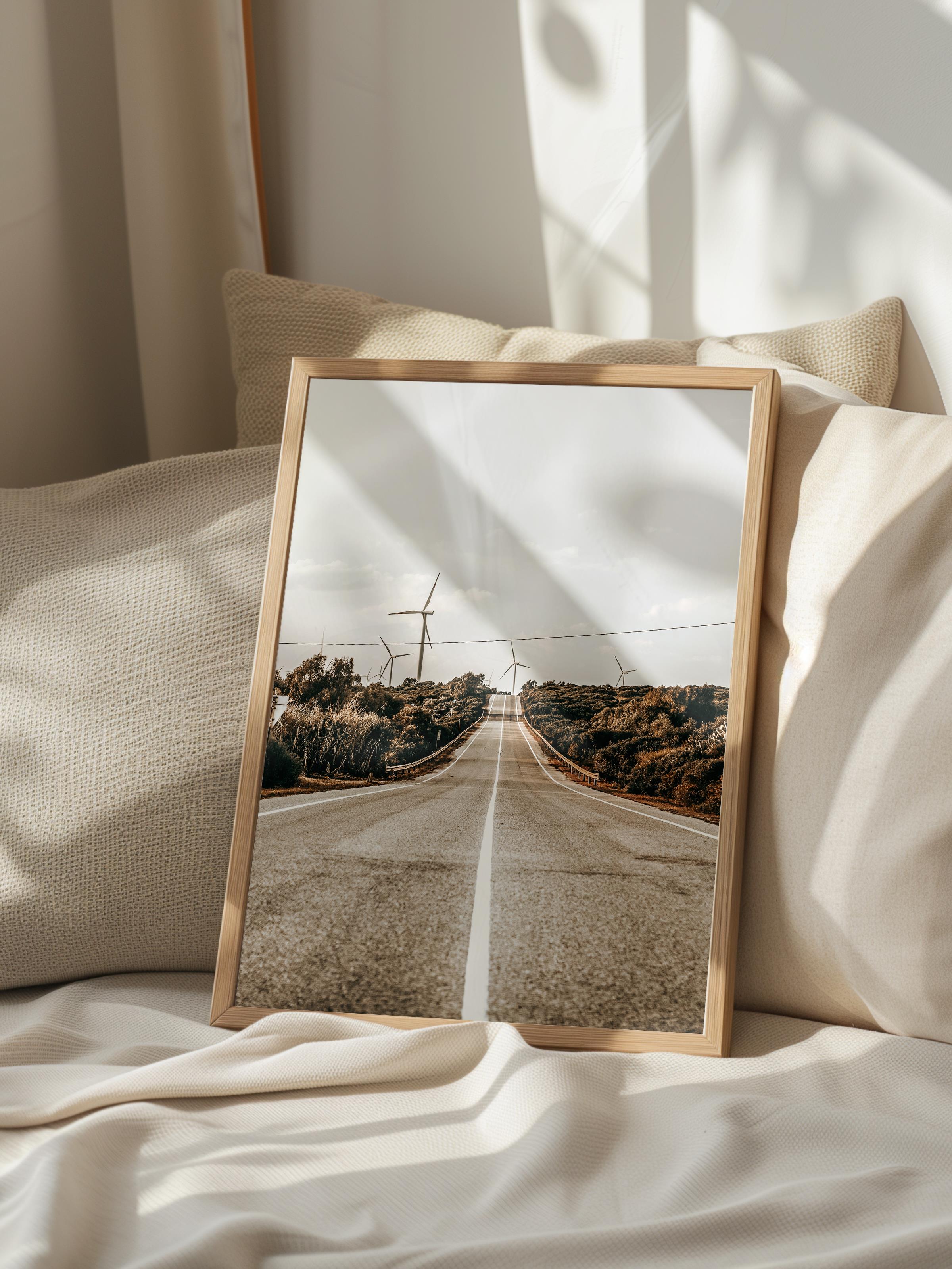 Rustic Çerçevesiz Poster, İskandinav Kahverengi Poster, NO:157 Yolda Manzara Fotoğraf, Dikey