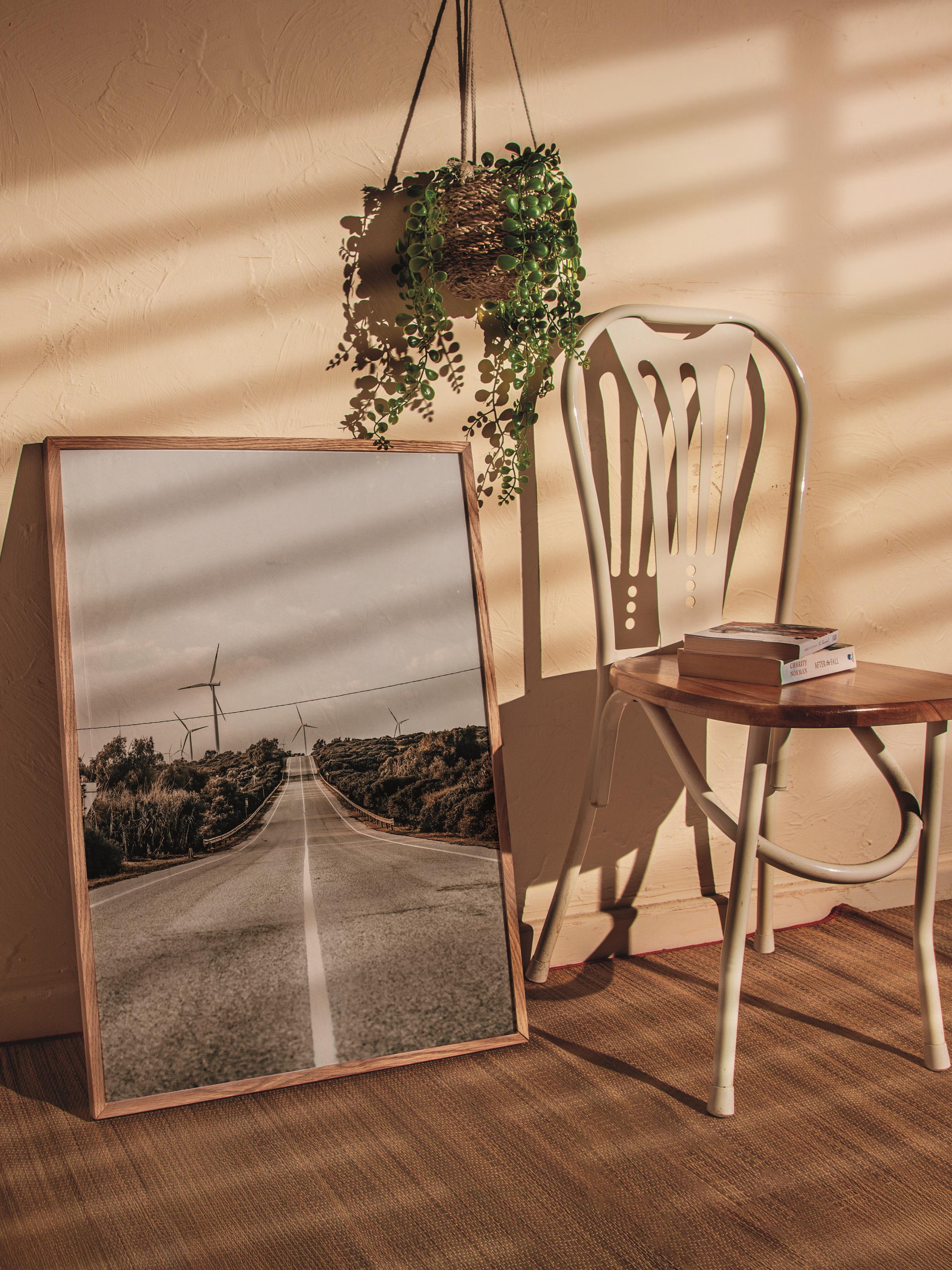 Rustic Çerçevesiz Poster, İskandinav Kahverengi Poster, NO:157 Yolda Manzara Fotoğraf, Dikey
