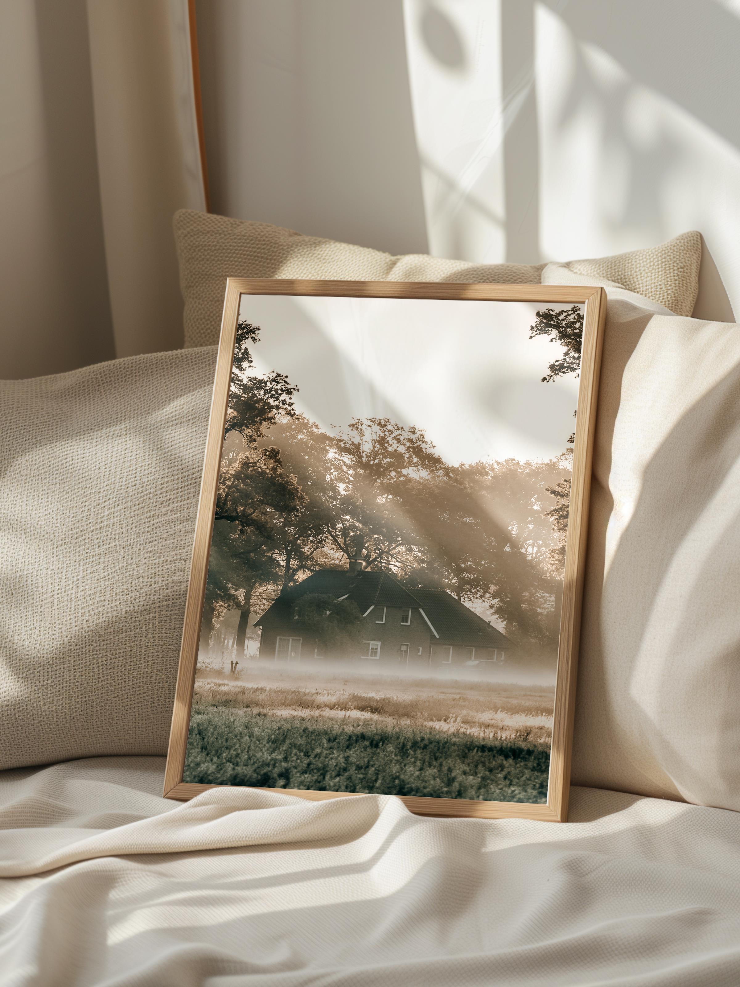 Rustic Çerçevesiz Poster, İskandinav Kahverengi Poster, NO:159 Ağaç ve Gölge Fotoğraf, Dikey