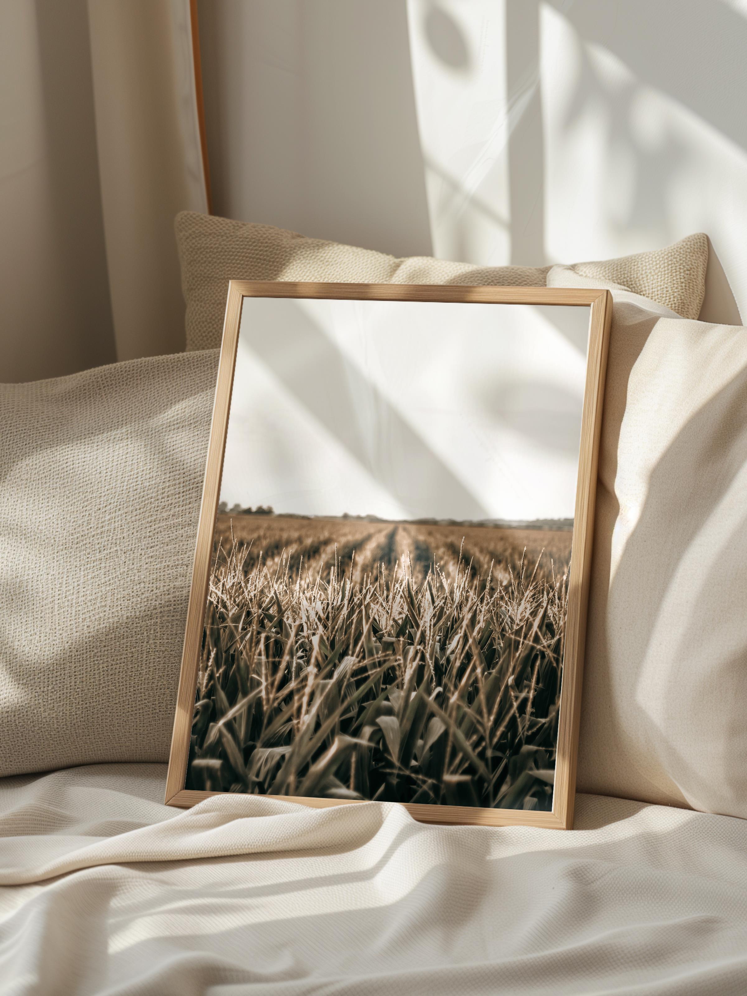 Rustic Çerçevesiz Poster, İskandinav Kahverengi Poster, NO:165 Çiftlik Tarlası Fotoğraf, Dikey
