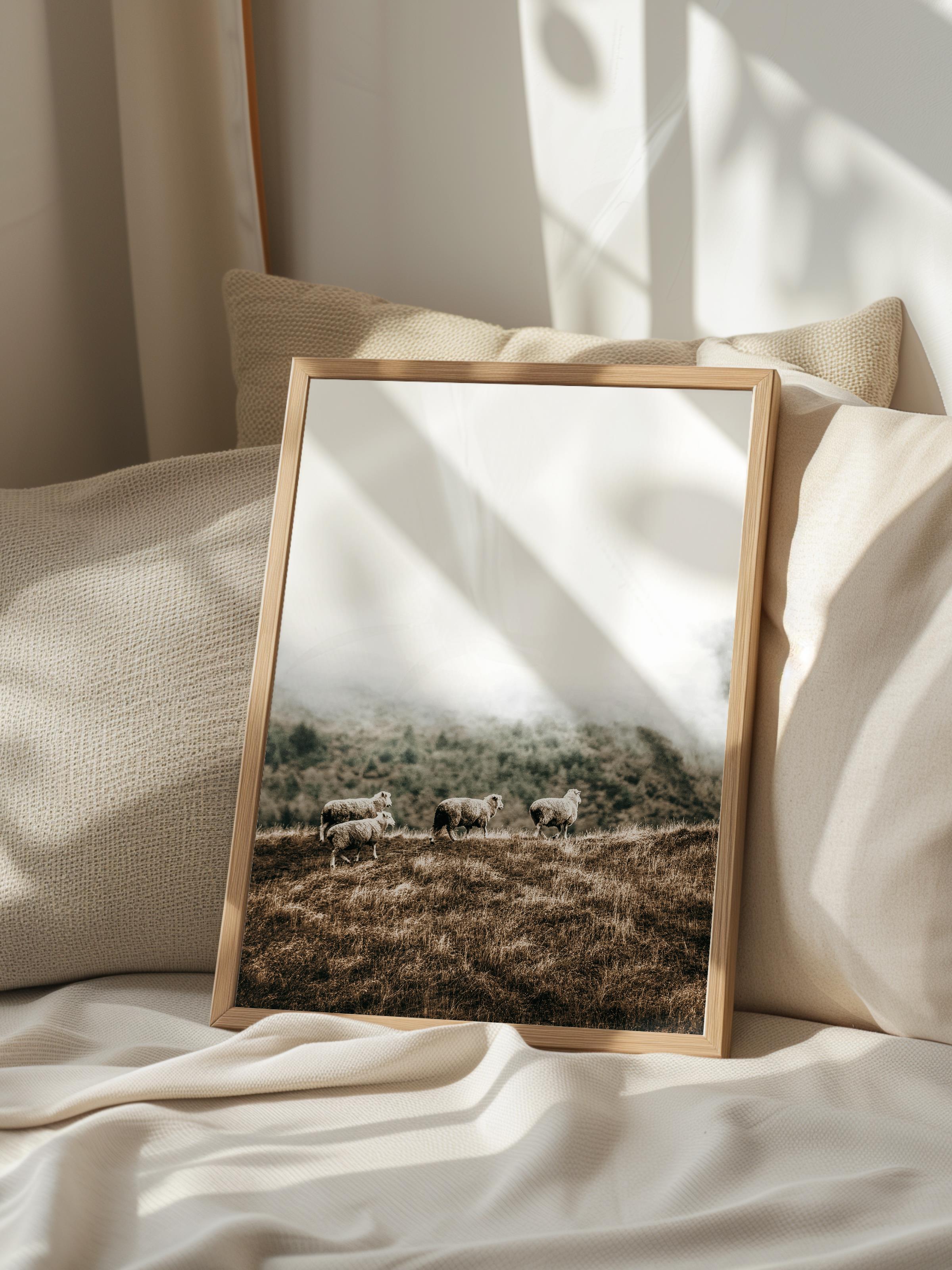 Rustic Çerçevesiz Poster, İskandinav Kahverengi Poster, NO:167 Sisli Manzara Fotoğraf, Dikey