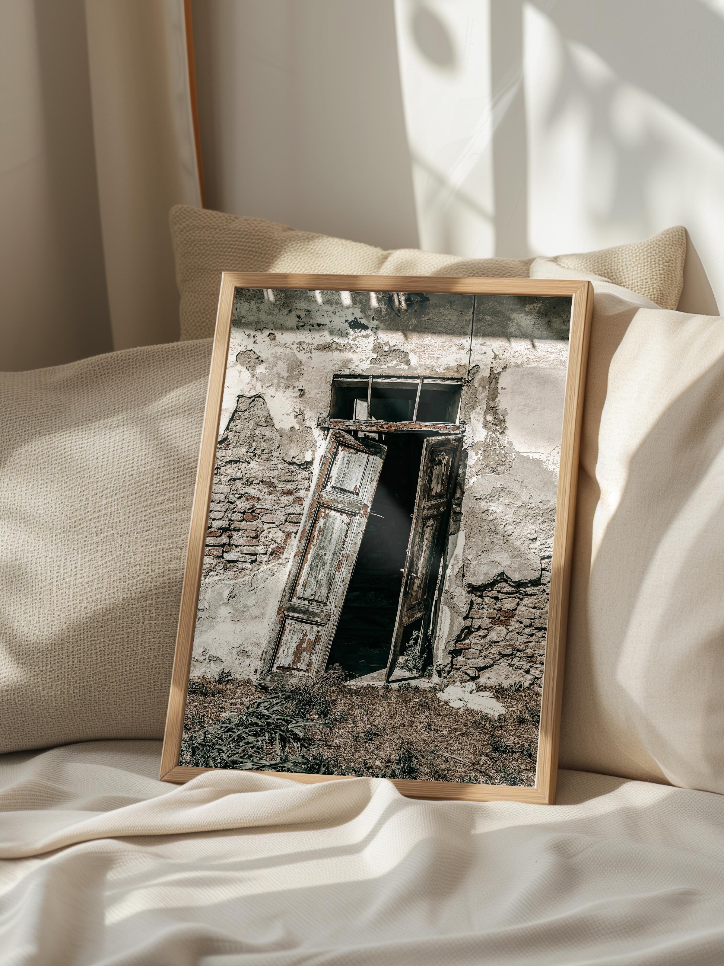 Rustic Çerçevesiz Poster, İskandinav Kahverengi Poster, NO:177 Eski Kapı Fotoğraf, Dikey