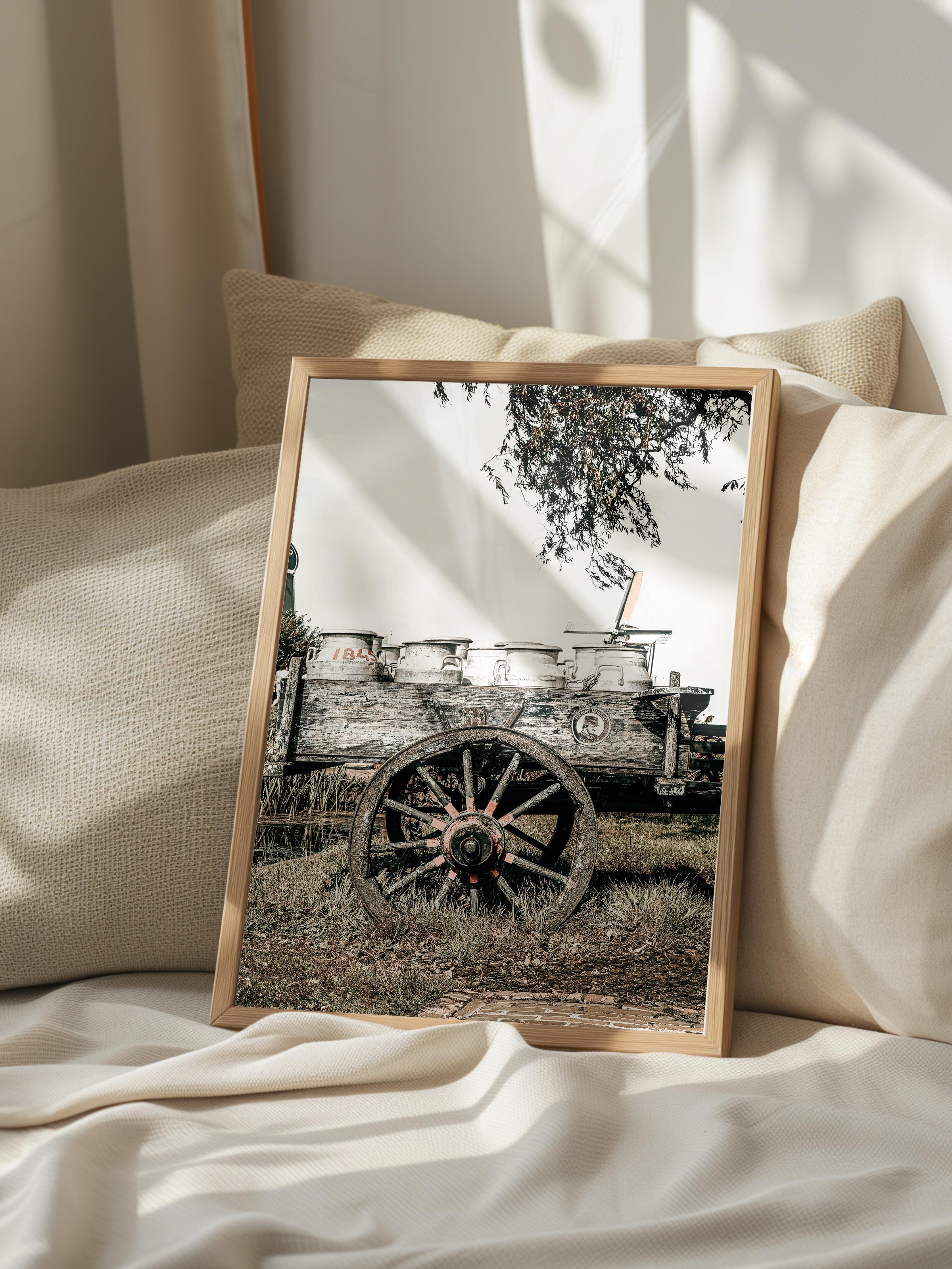 Rustic Çerçevesiz Poster, İskandinav Kahverengi Poster, NO:186 Eski Tarım Aracı Fotoğraf, Dikey
