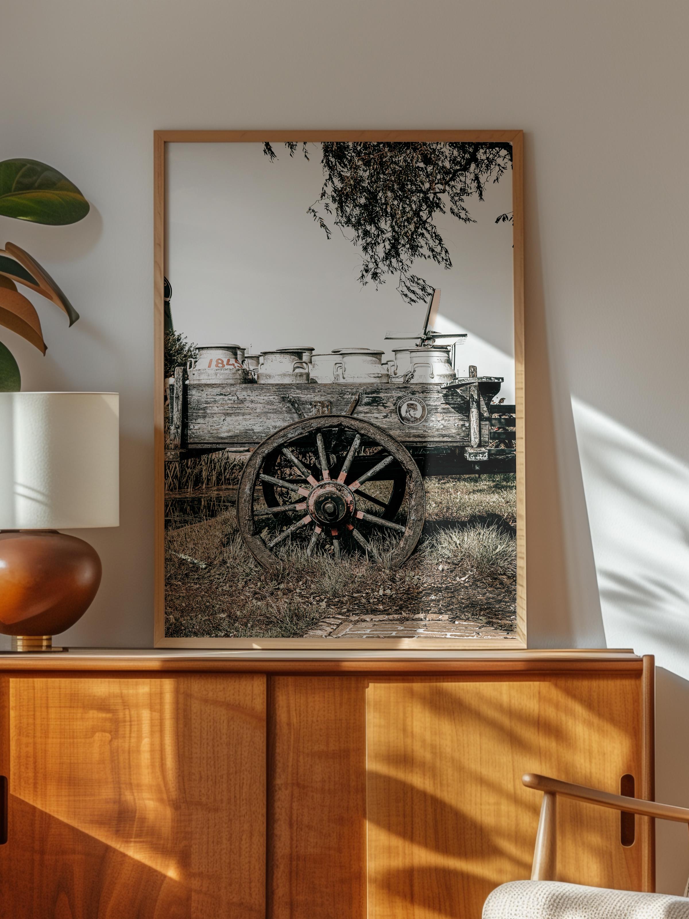Rustic Çerçevesiz Poster, İskandinav Kahverengi Poster, NO:186 Eski Tarım Aracı Fotoğraf, Dikey