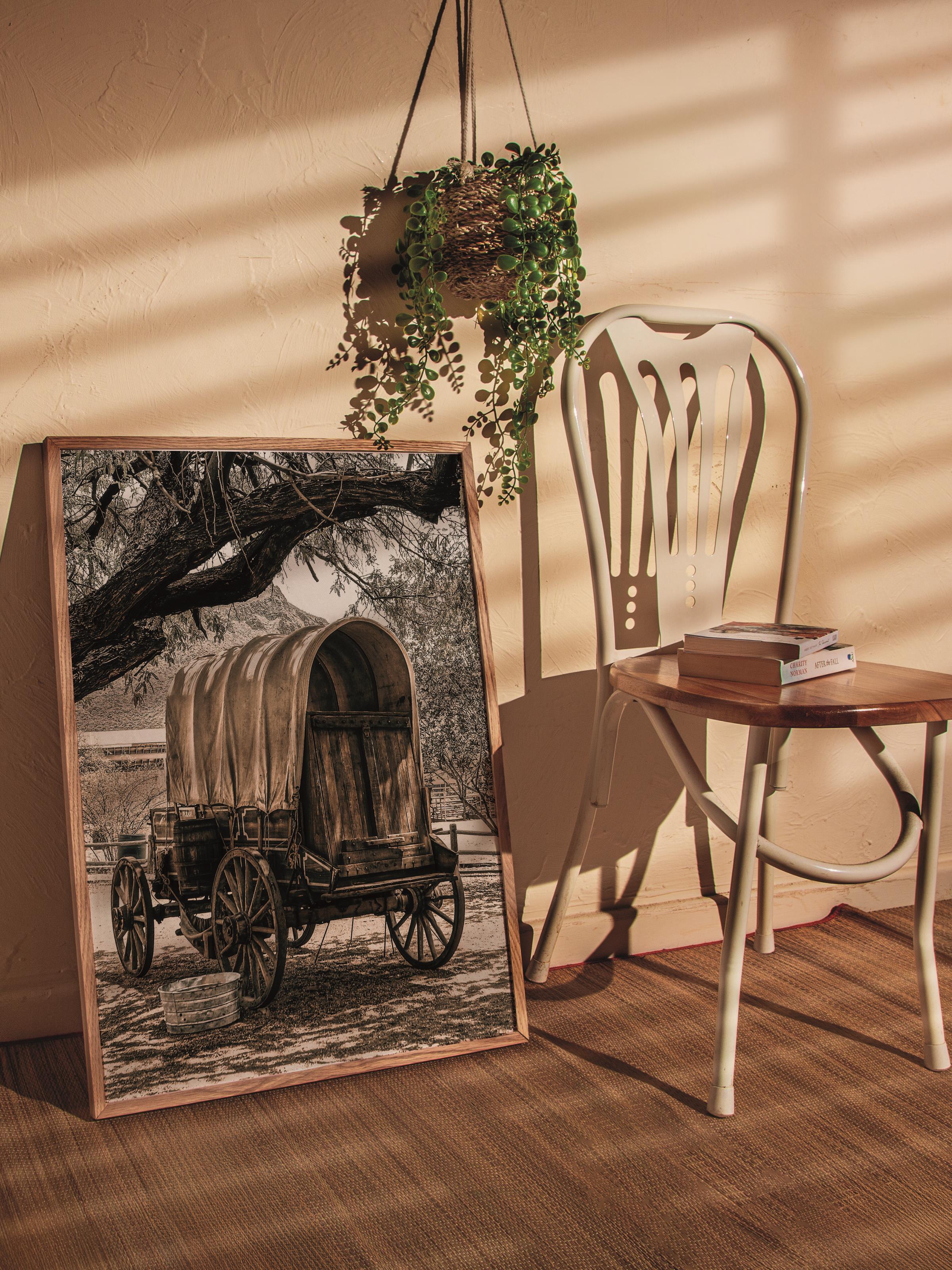 Rustic Çerçevesiz Poster, İskandinav Kahverengi Poster, NO:187 Ahşap Araç Fotoğraf, Dikey
