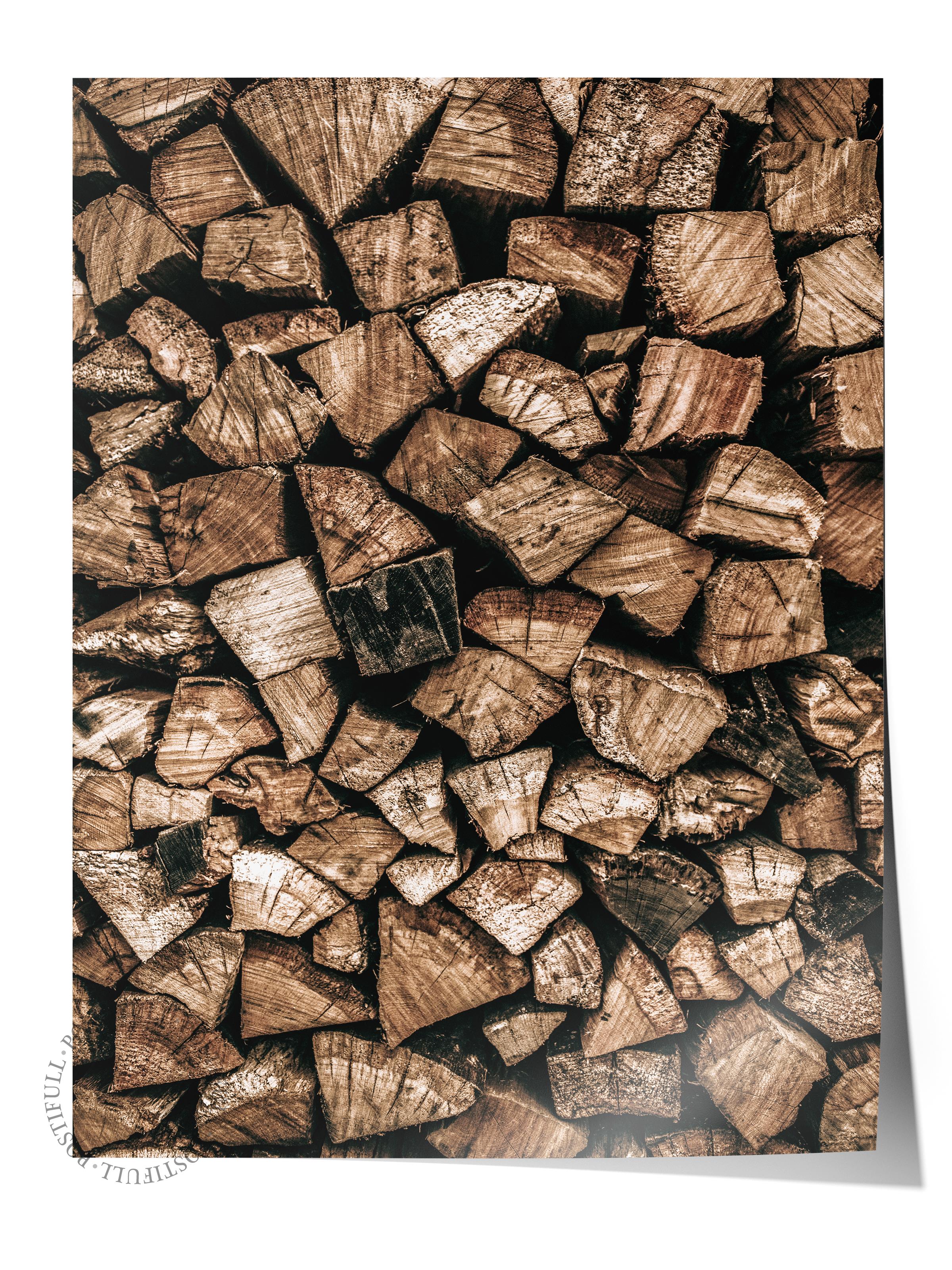 Rustic Çerçevesiz Poster, İskandinav Kahverengi Poster, NO:192 Ahşap Odunlar Fotoğraf, Dikey