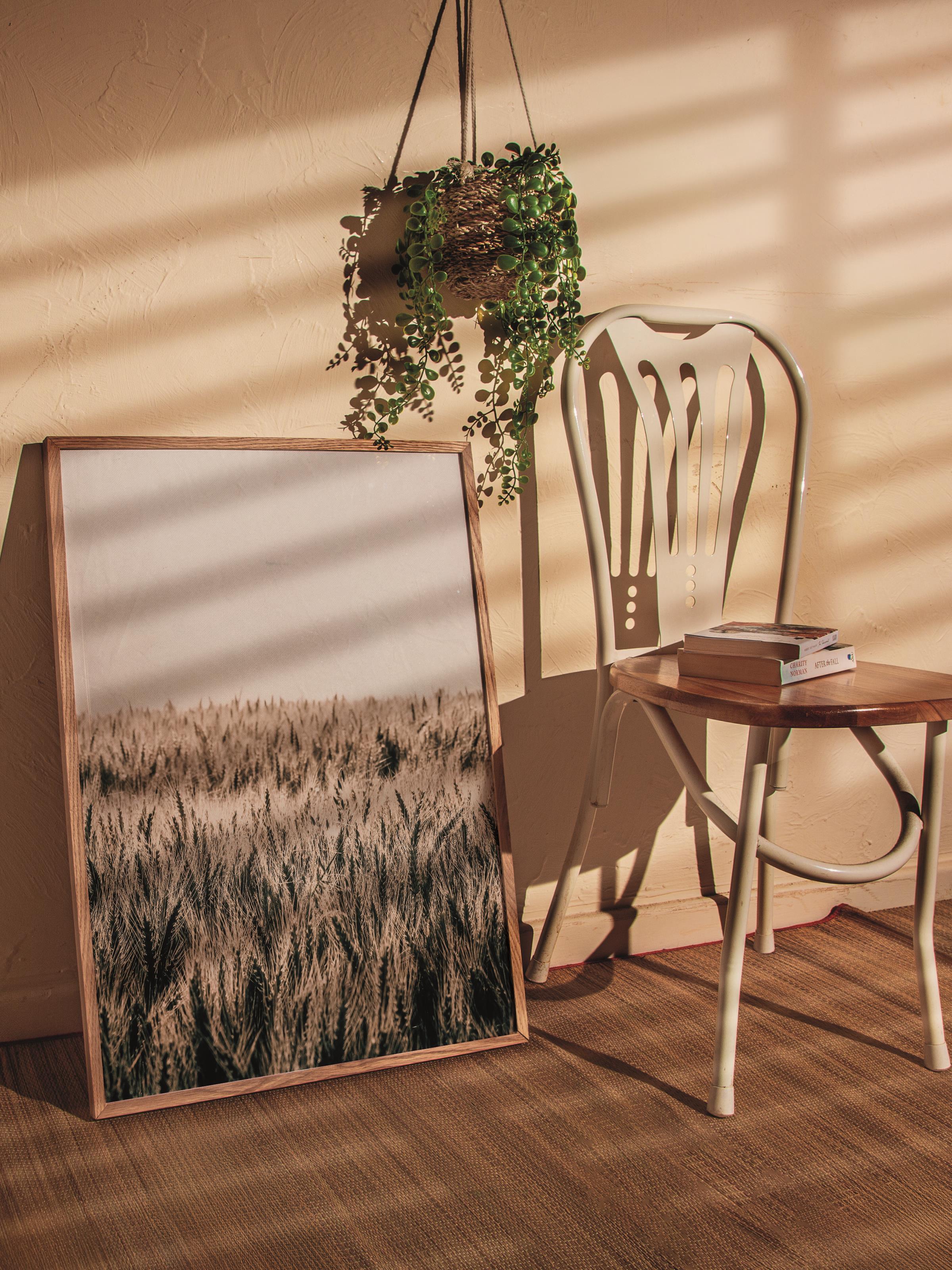 Rustic Çerçevesiz Poster, İskandinav Kahverengi Poster, NO:204 Buğday Fotoğraf, Dikey