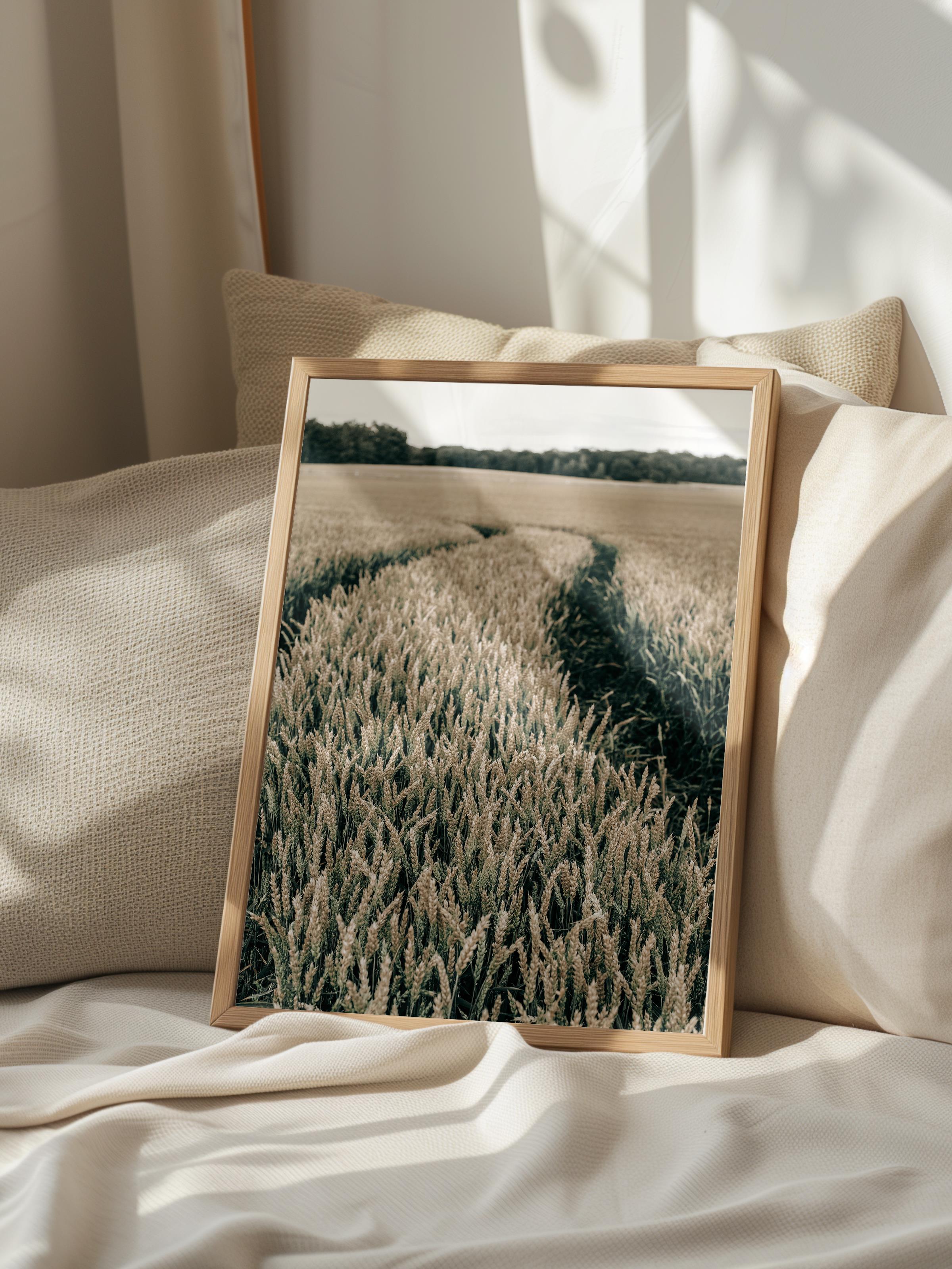 Rustic Çerçevesiz Poster, İskandinav Kahverengi Poster, NO:205 Tarla Yolu Fotoğraf, Dikey