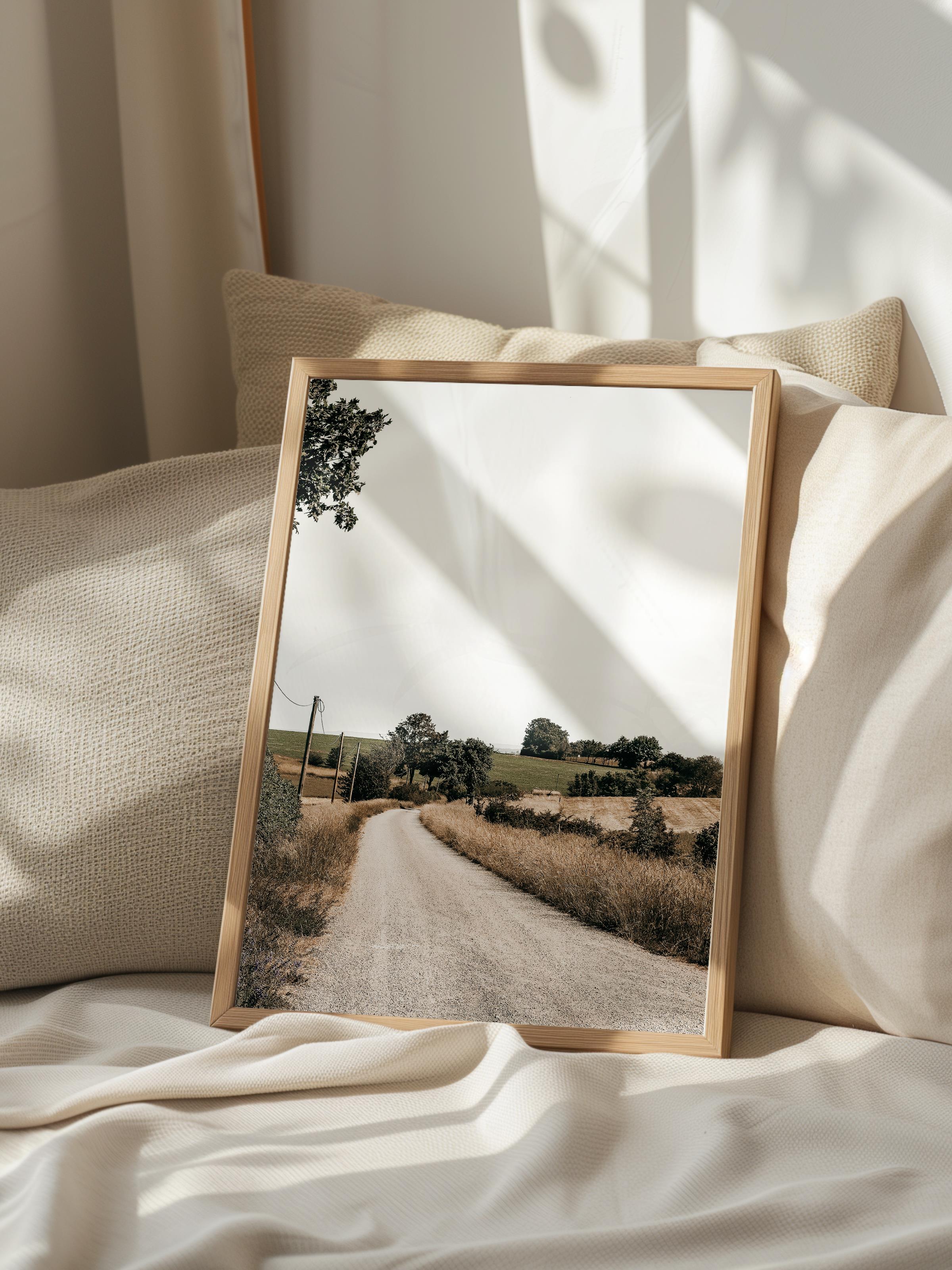 Rustic Çerçevesiz Poster, İskandinav Kahverengi Poster, NO:219 Köy Yolu Fotoğraf, Dikey