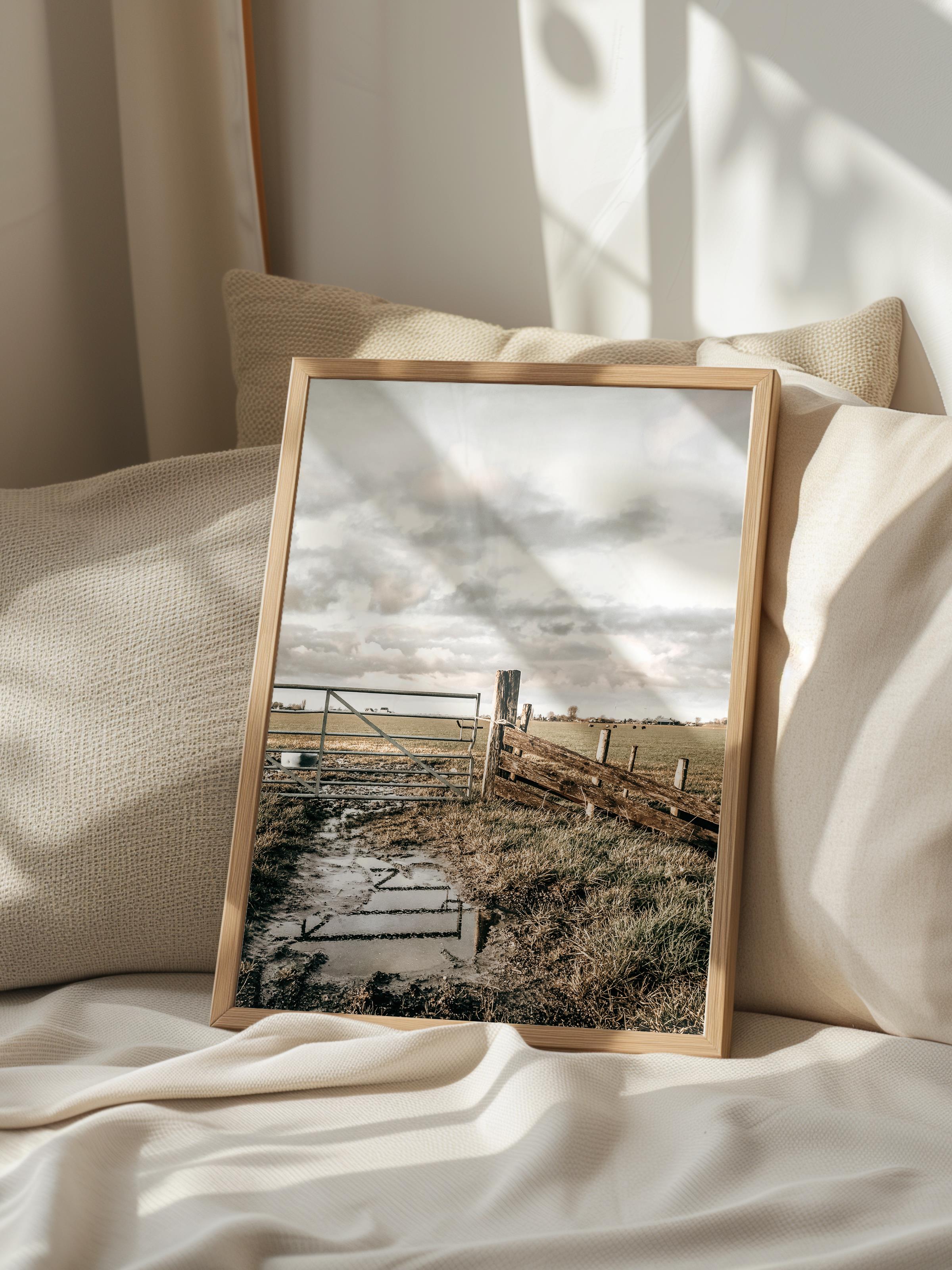 Rustic Çerçevesiz Poster, İskandinav Kahverengi Poster, NO:225 Ahşap Yol Fotoğraf, Dikey