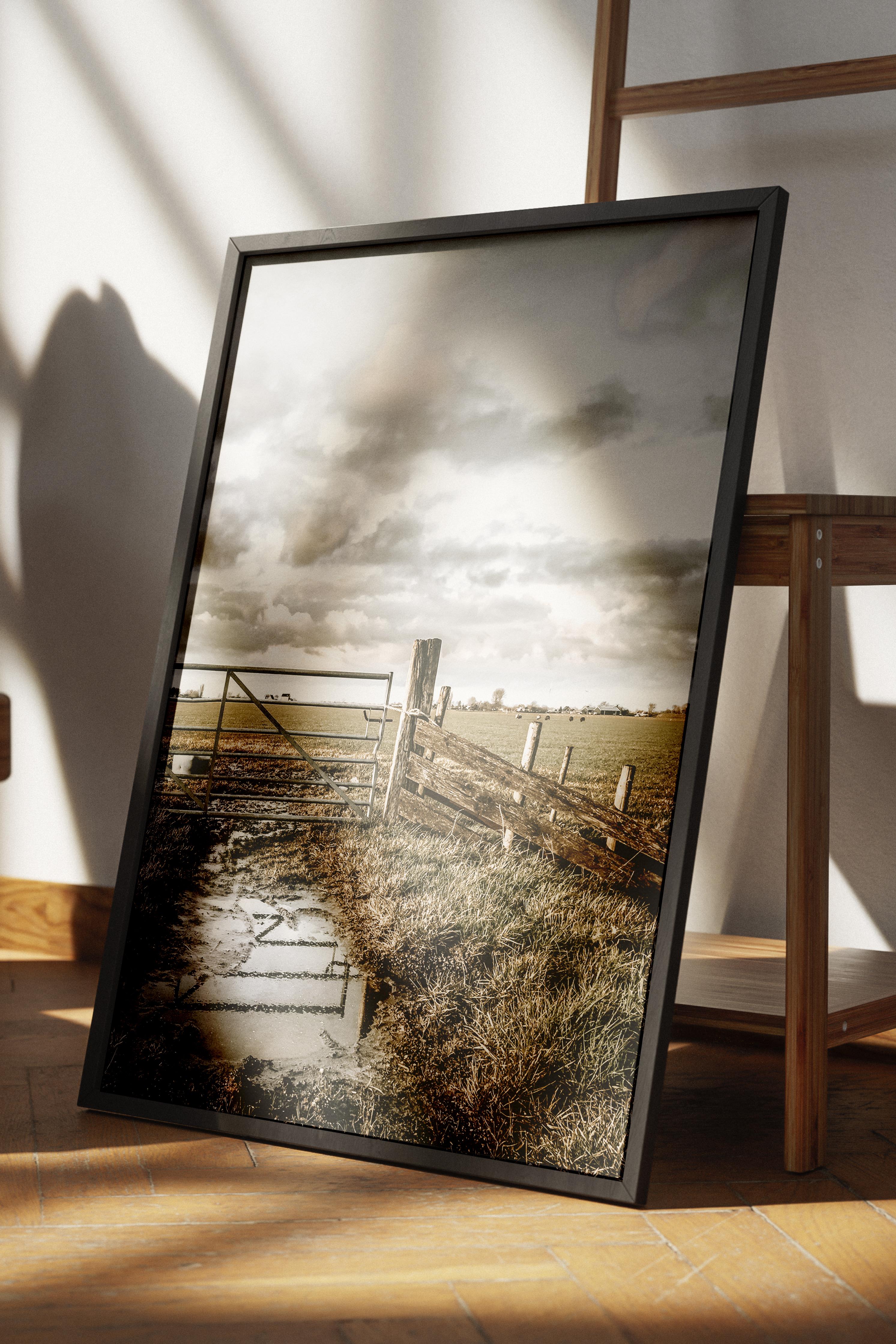 Rustic Çerçevesiz Poster, İskandinav Kahverengi Poster, NO:225 Ahşap Yol Fotoğraf, Dikey