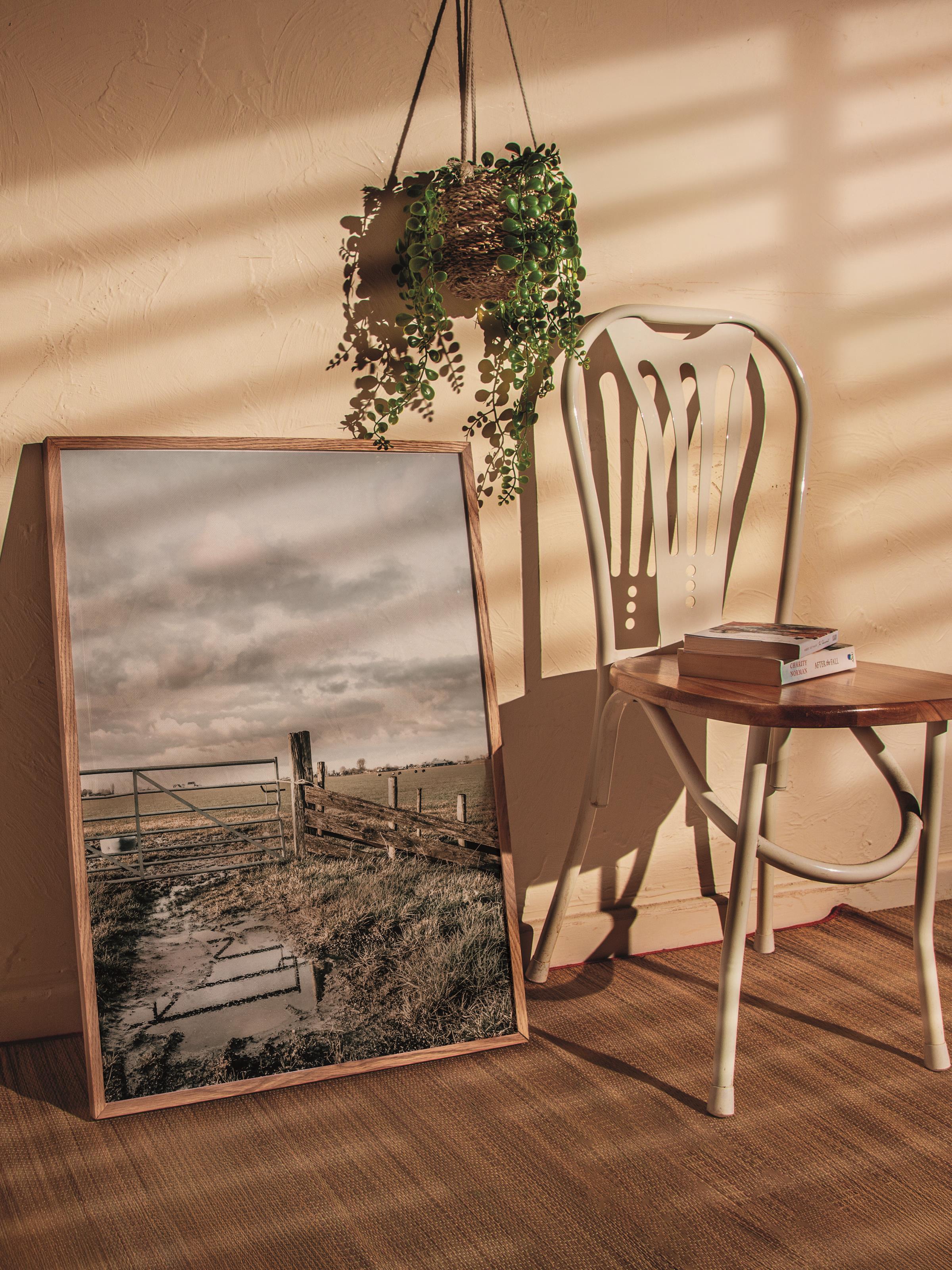 Rustic Çerçevesiz Poster, İskandinav Kahverengi Poster, NO:225 Ahşap Yol Fotoğraf, Dikey