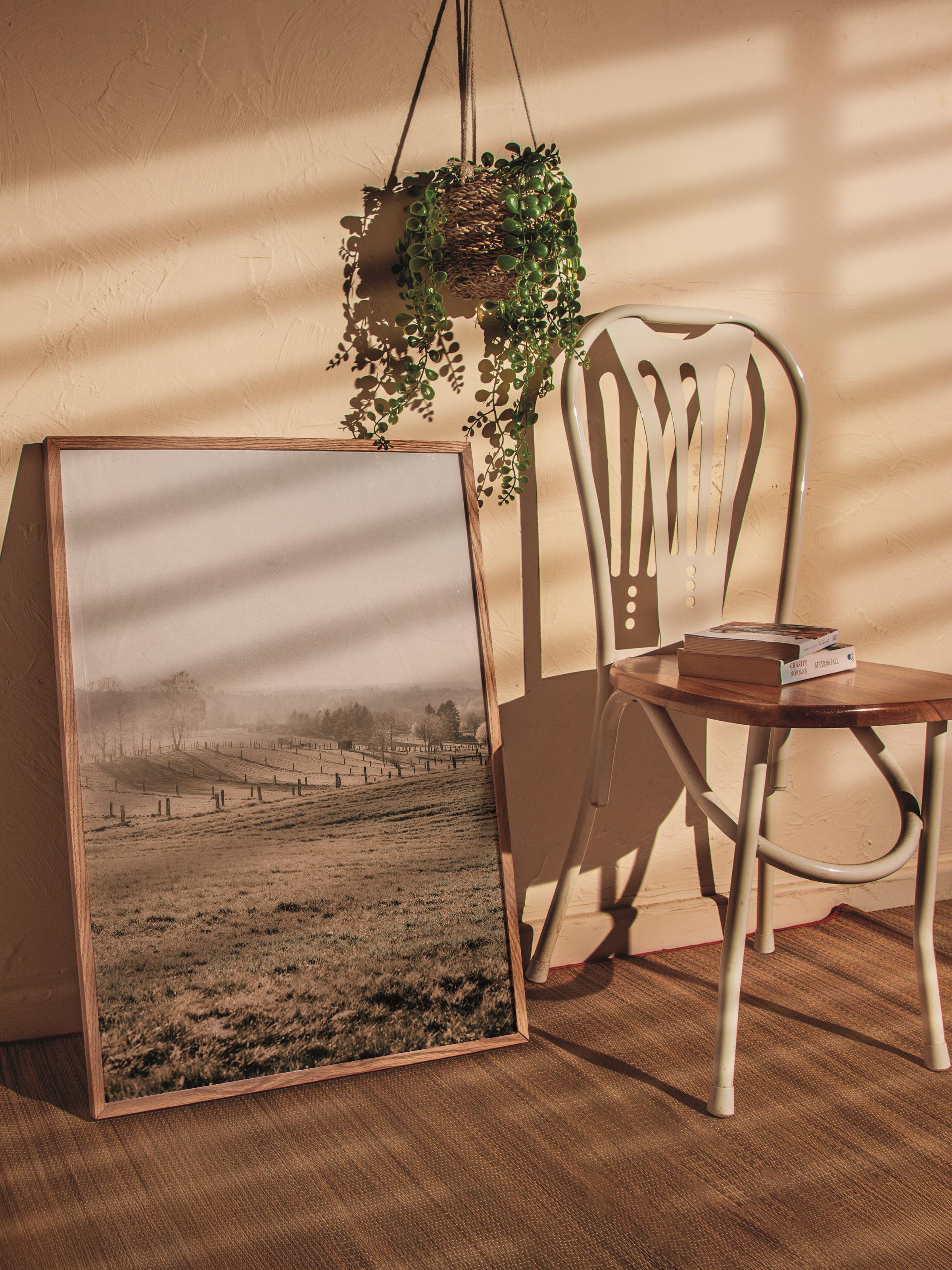 Rustic Çerçevesiz Poster, İskandinav Kahverengi Poster, NO:226 Kırsal Manzara Fotoğraf, Dikey