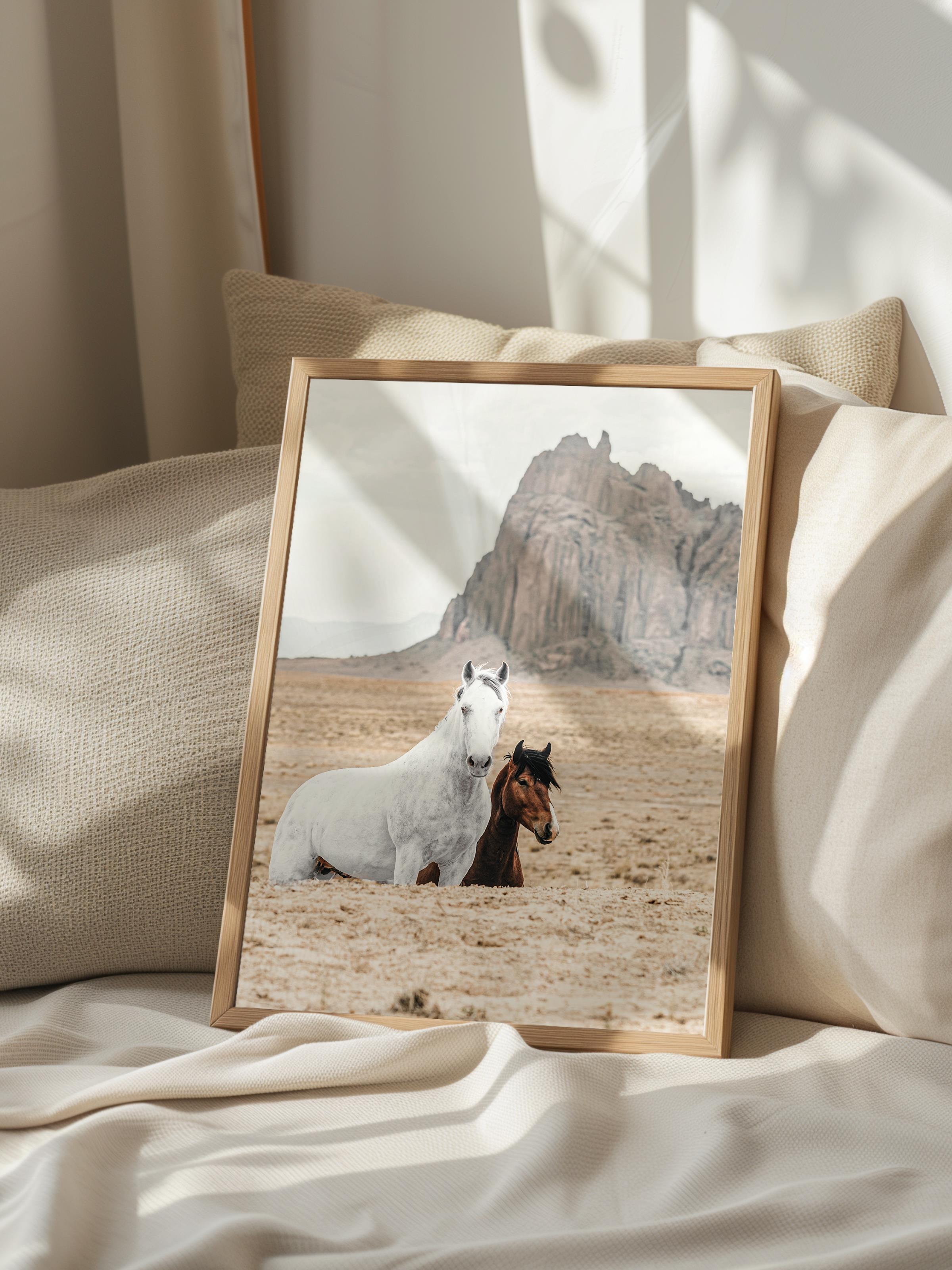 Rustic Çerçevesiz Poster, İskandinav Kahverengi Poster, NO:233 Lama ve Kayalık Fotoğraf, Dikey