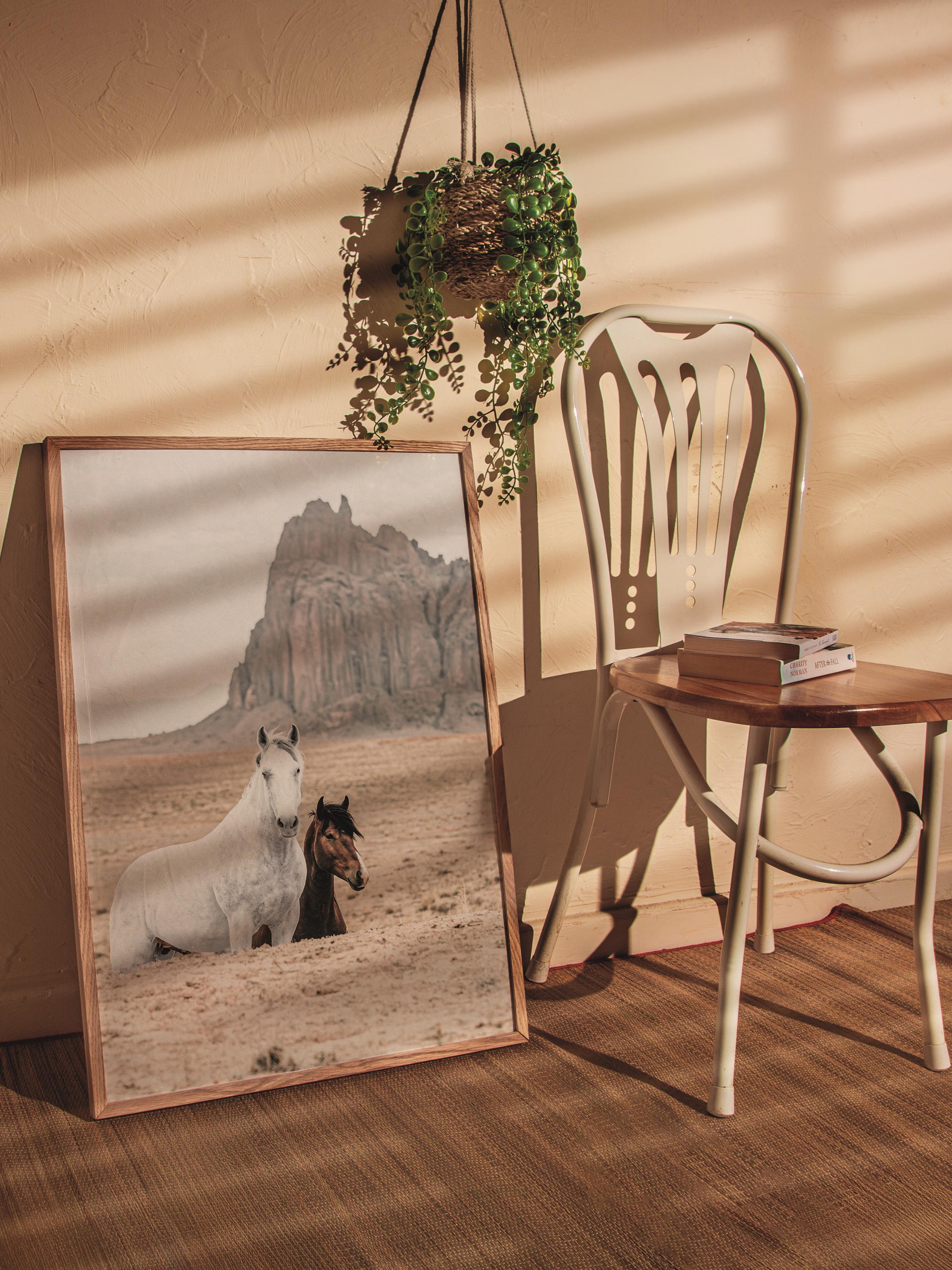 Rustic Çerçevesiz Poster, İskandinav Kahverengi Poster, NO:233 Lama ve Kayalık Fotoğraf, Dikey