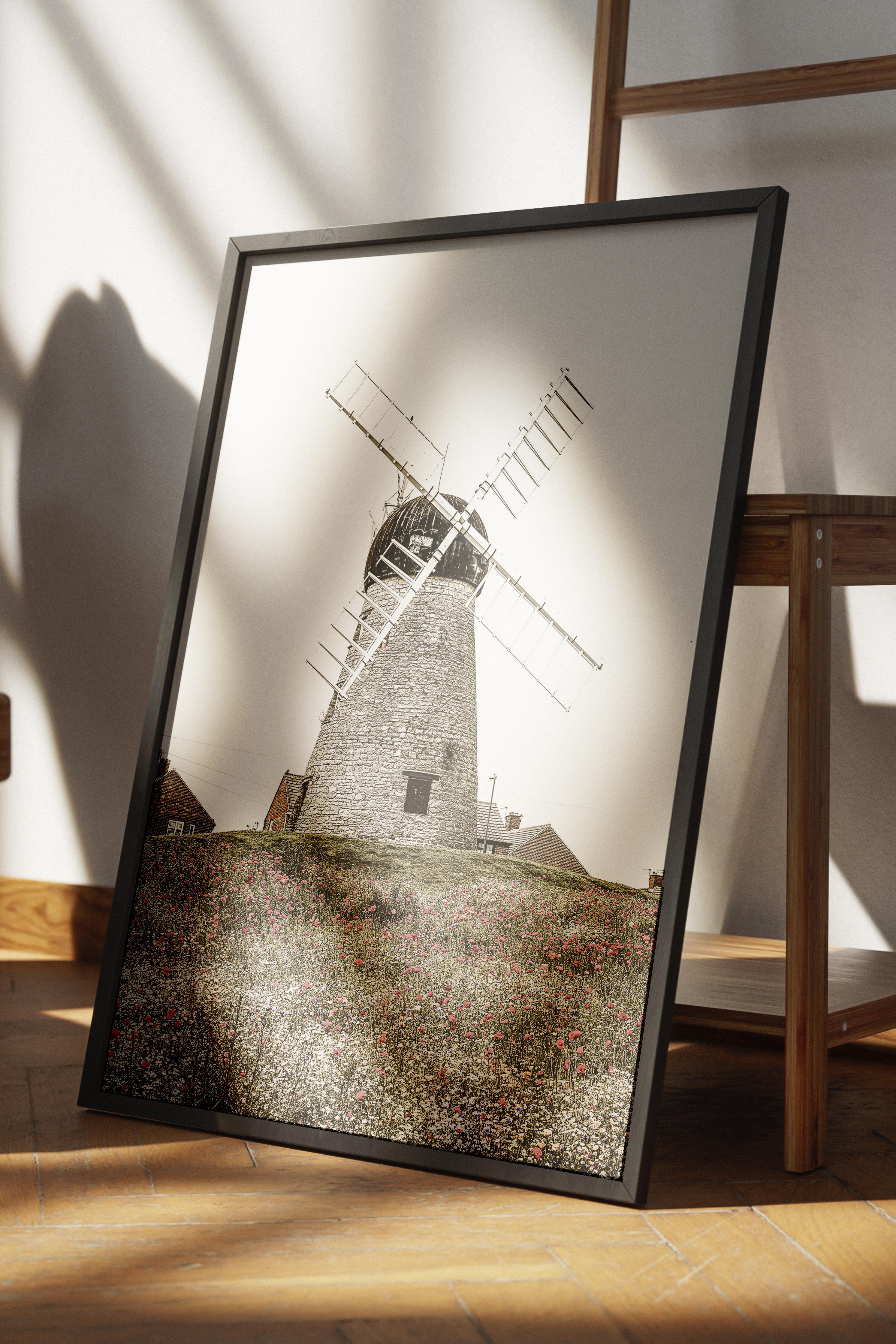 Rustic Çerçevesiz Poster, İskandinav Kahverengi Poster, NO:234 Değirmen Fotoğraf, Dikey