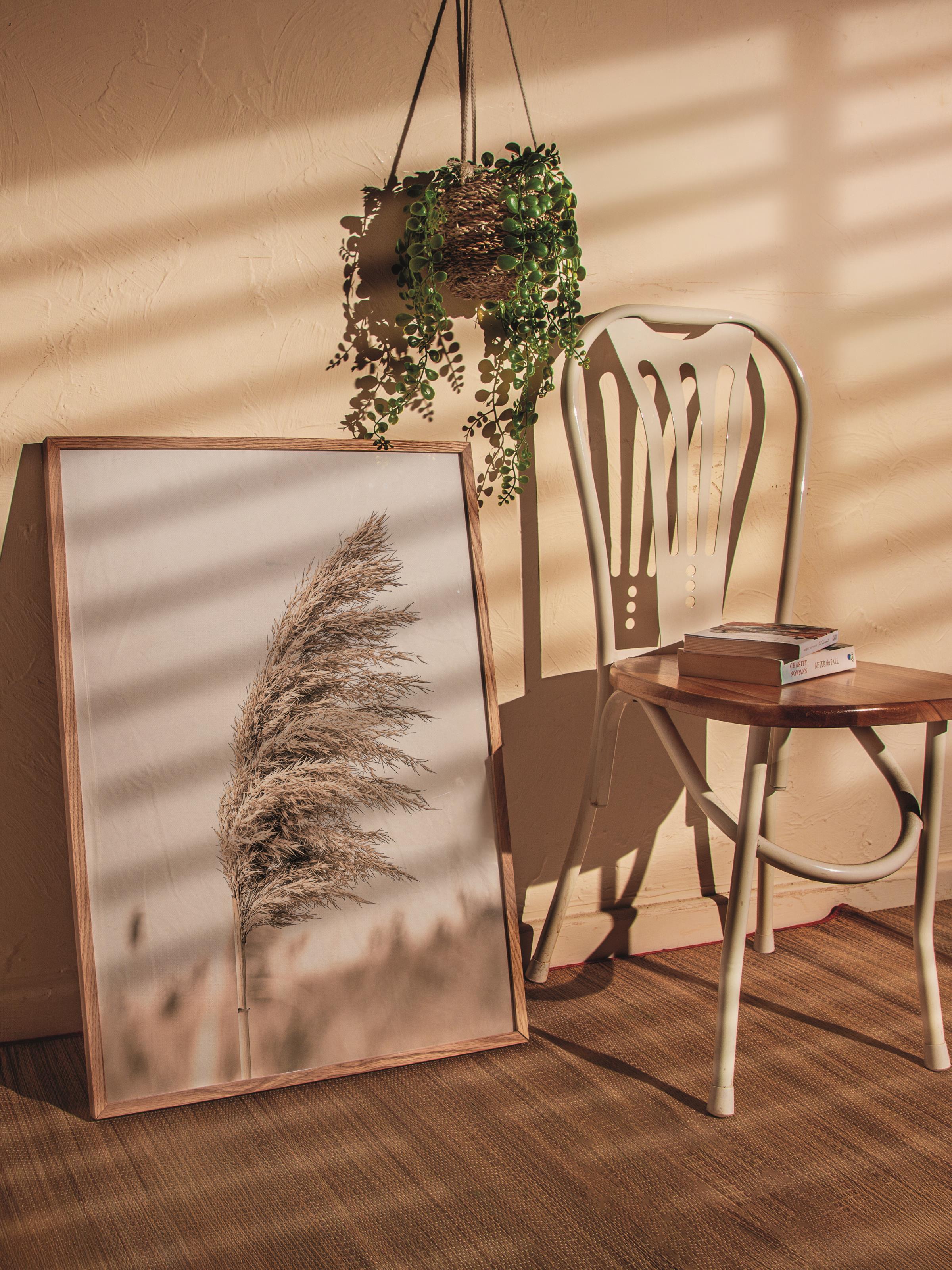 Rustic Çerçevesiz Poster, İskandinav Kahverengi Poster, NO:235 Kamış Fotoğraf, Dikey