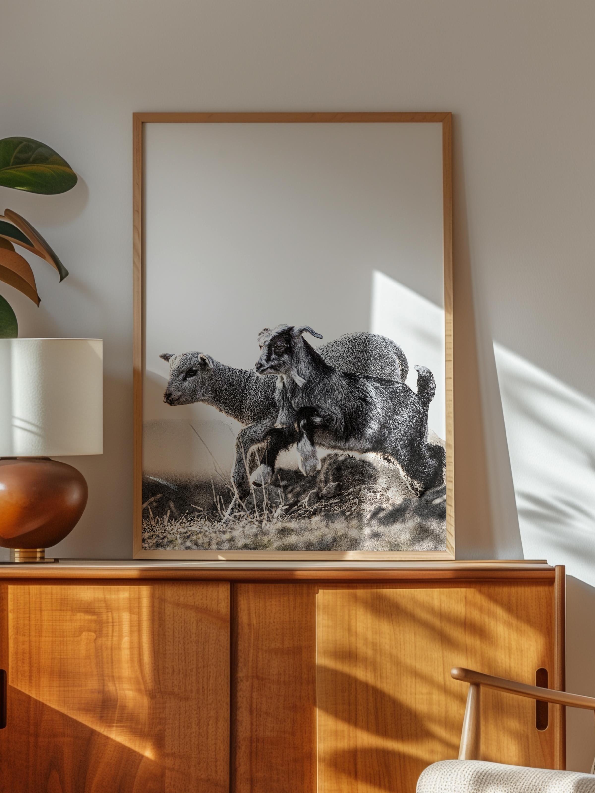 Rustic Çerçevesiz Poster, İskandinav Kahverengi Poster, NO:239 İnekler Fotoğraf, Dikey