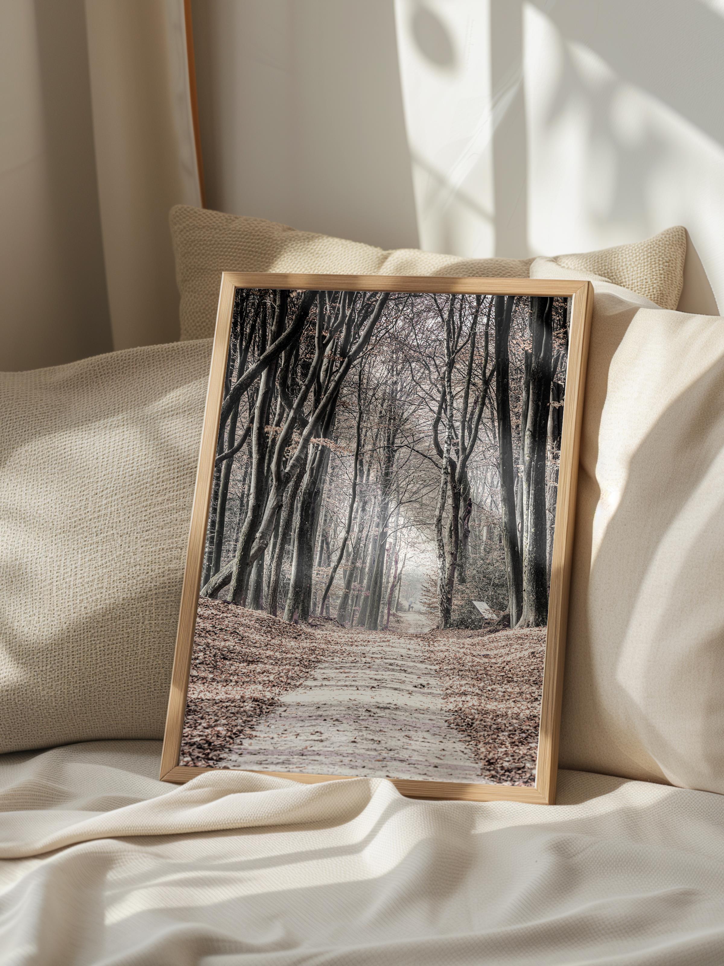 Rustic Çerçevesiz Poster, İskandinav Kahverengi Poster, NO:240 Orman Yolu Fotoğraf, Dikey