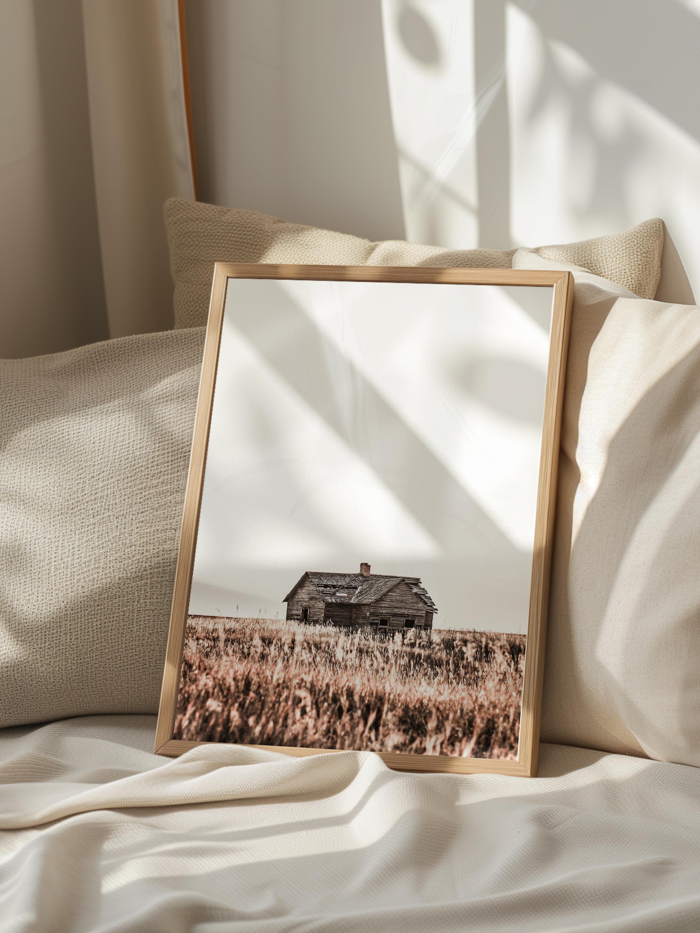 Rustic Çerçevesiz Poster, İskandinav Kahverengi Poster, NO:241 Ahşap Ev Fotoğraf, Dikey