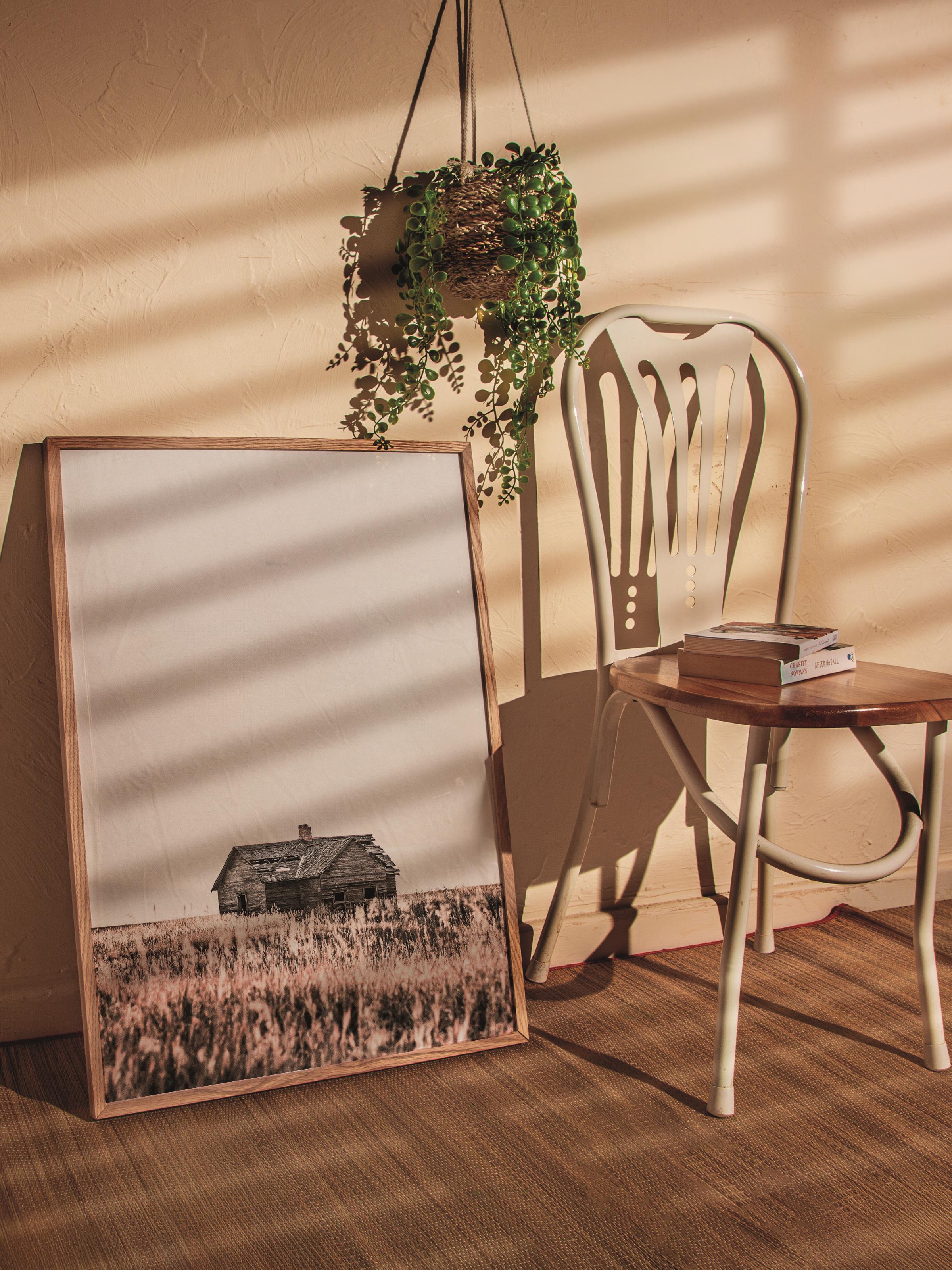 Rustic Çerçevesiz Poster, İskandinav Kahverengi Poster, NO:241 Ahşap Ev Fotoğraf, Dikey
