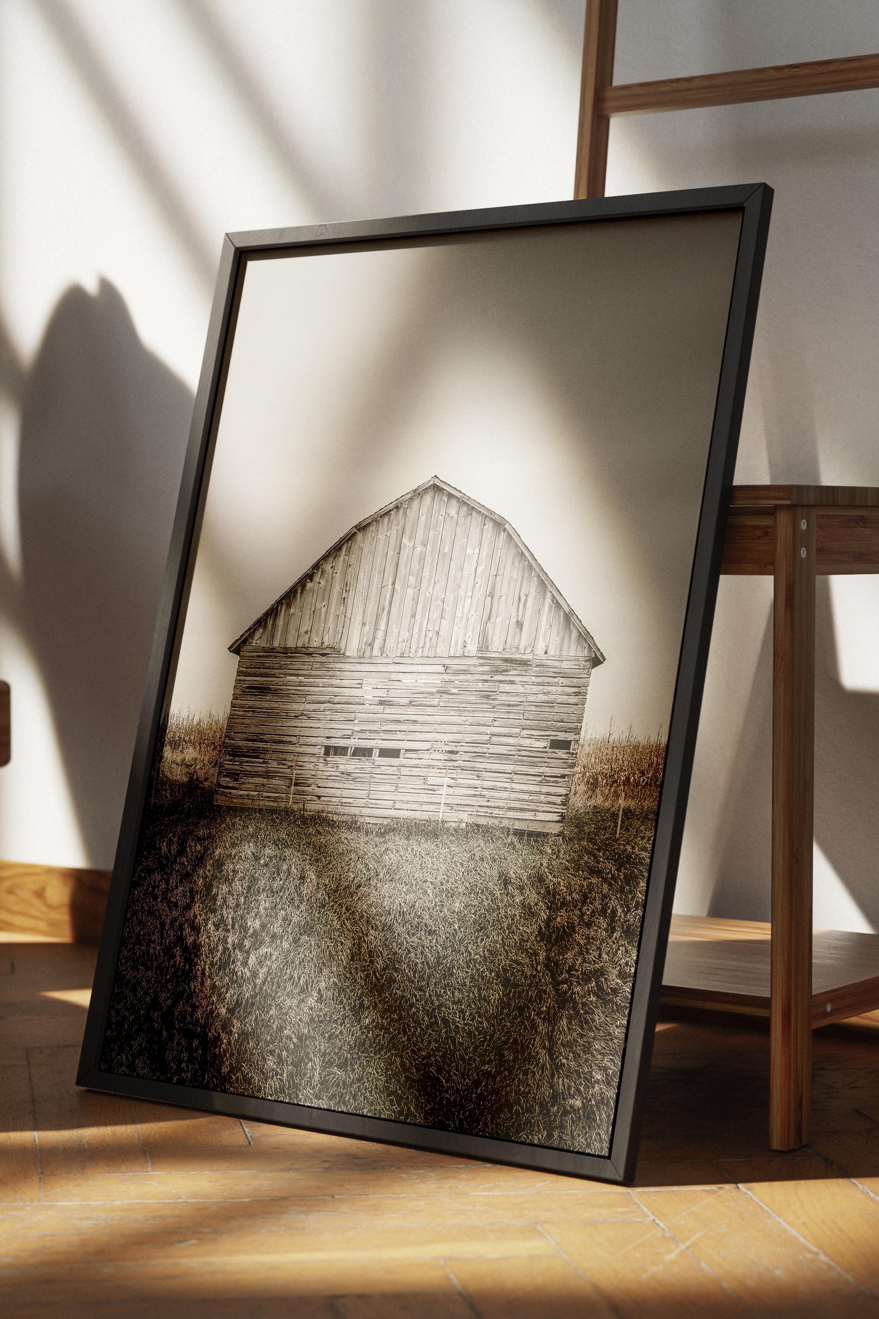 Rustic Çerçevesiz Poster, İskandinav Kahverengi Poster, NO:250 Ahır Fotoğraf, Dikey