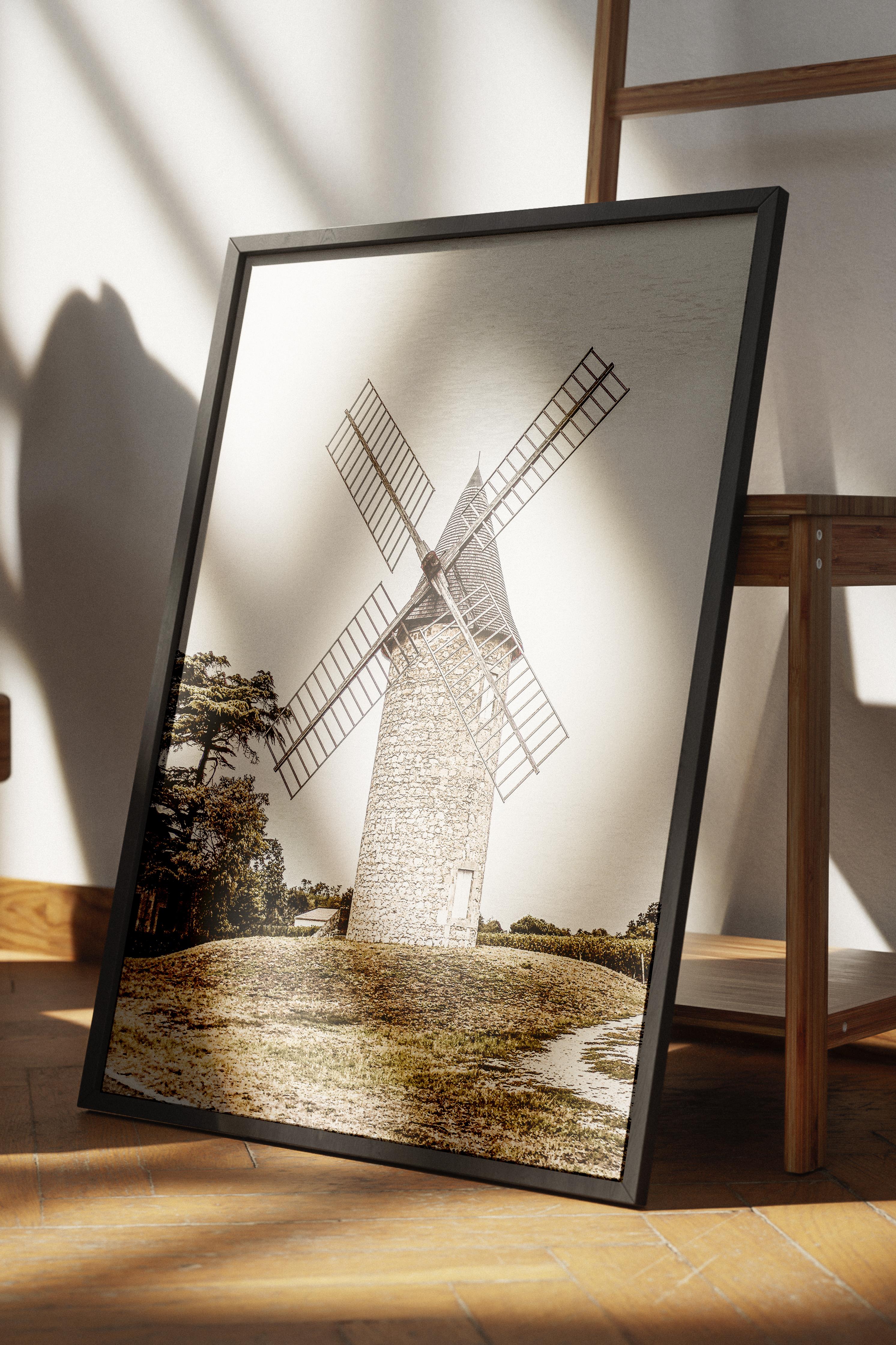 Rustic Çerçevesiz Poster, İskandinav Kahverengi Poster, NO:251 Değirmen Fotoğraf, Dikey