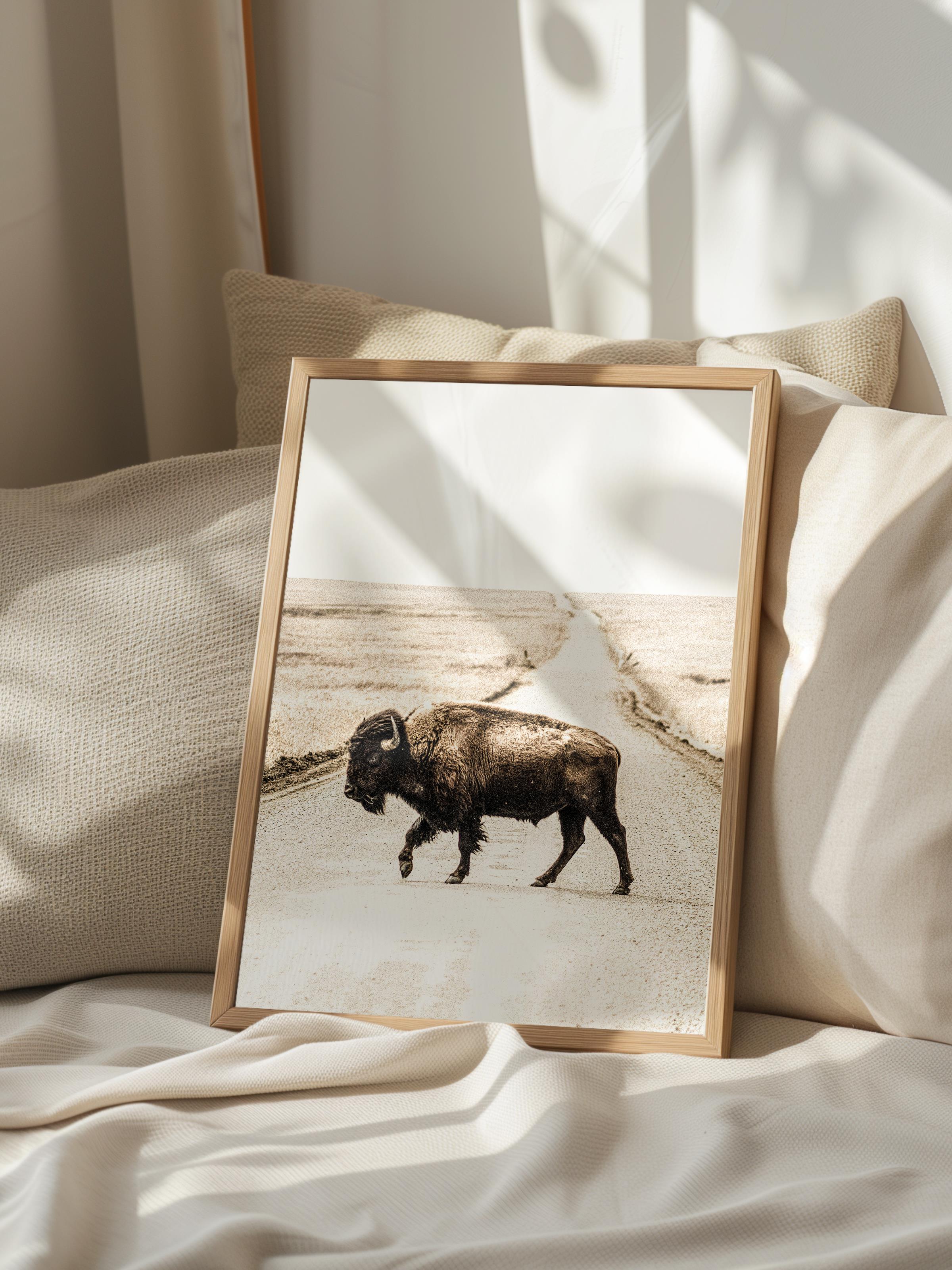 Rustic Çerçevesiz Poster, İskandinav Kahverengi Poster, NO:257 Öküz Fotoğraf, Dikey