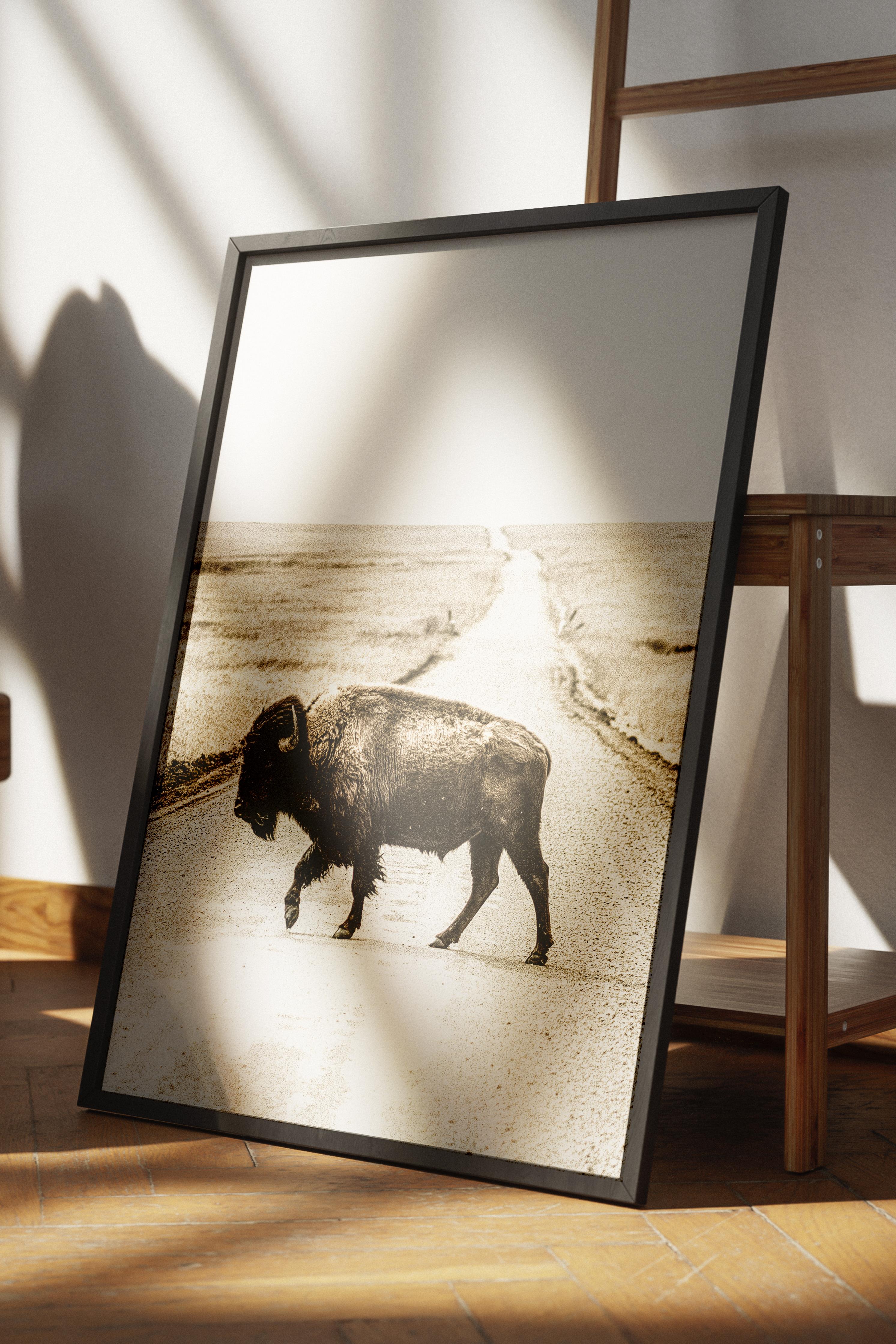Rustic Çerçevesiz Poster, İskandinav Kahverengi Poster, NO:257 Öküz Fotoğraf, Dikey