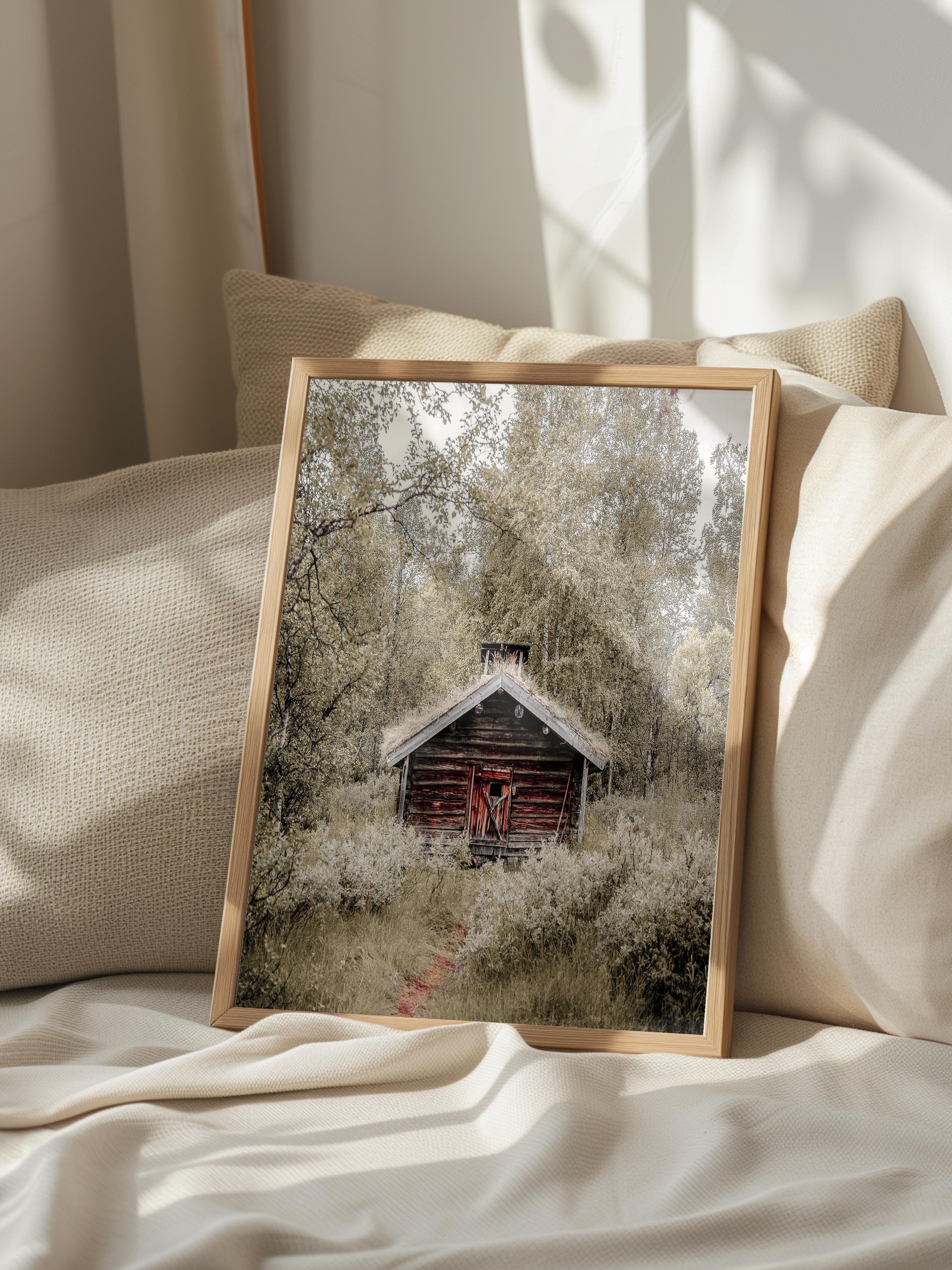 Rustic Çerçevesiz Poster, İskandinav Kahverengi Poster, NO:259 Ahşap Ev Fotoğraf, Dikey
