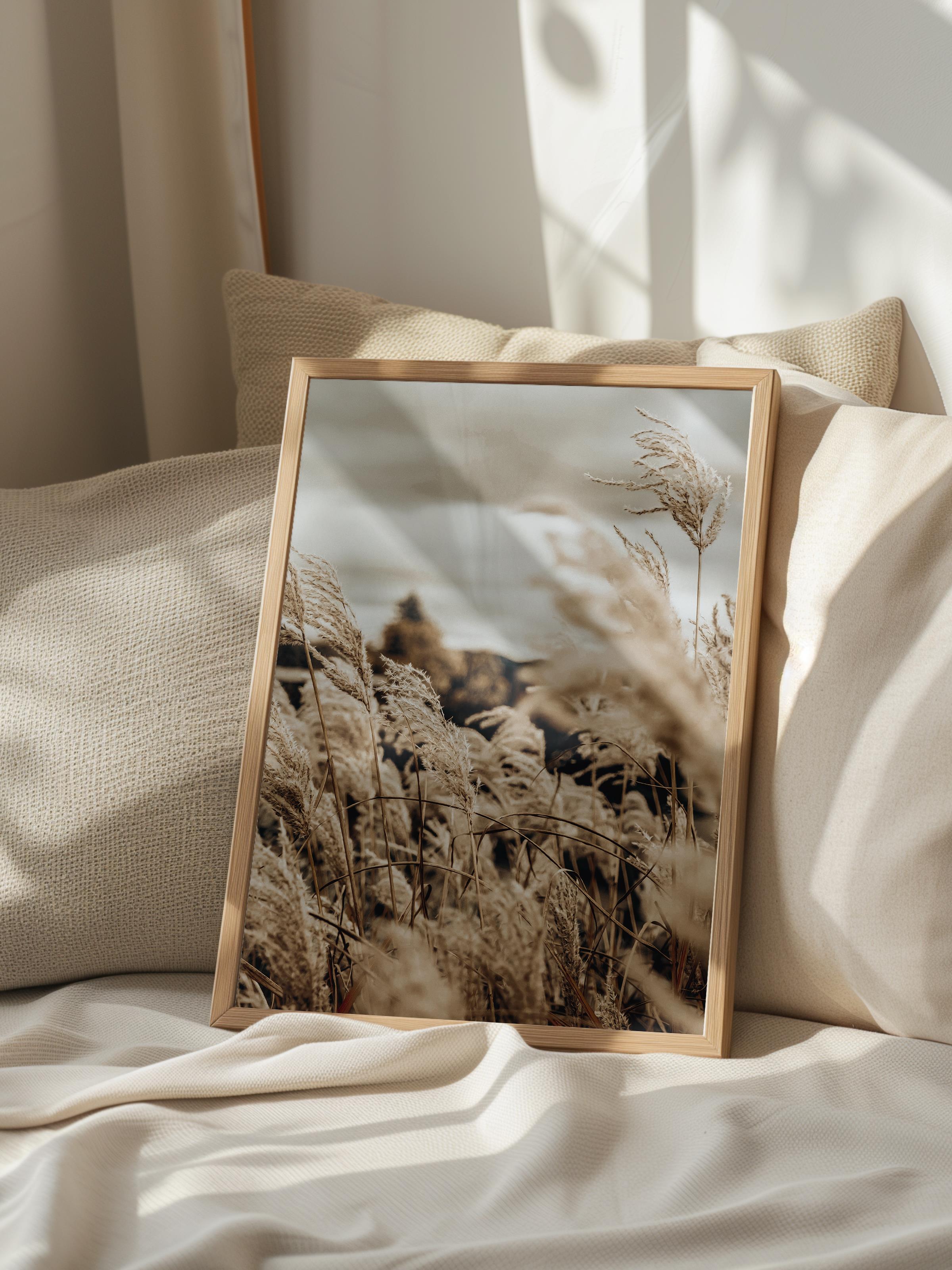 Rustic Çerçevesiz Poster, İskandinav Kahverengi Poster, NO:26 Kuru Otlar Fotoğraf, Dikey