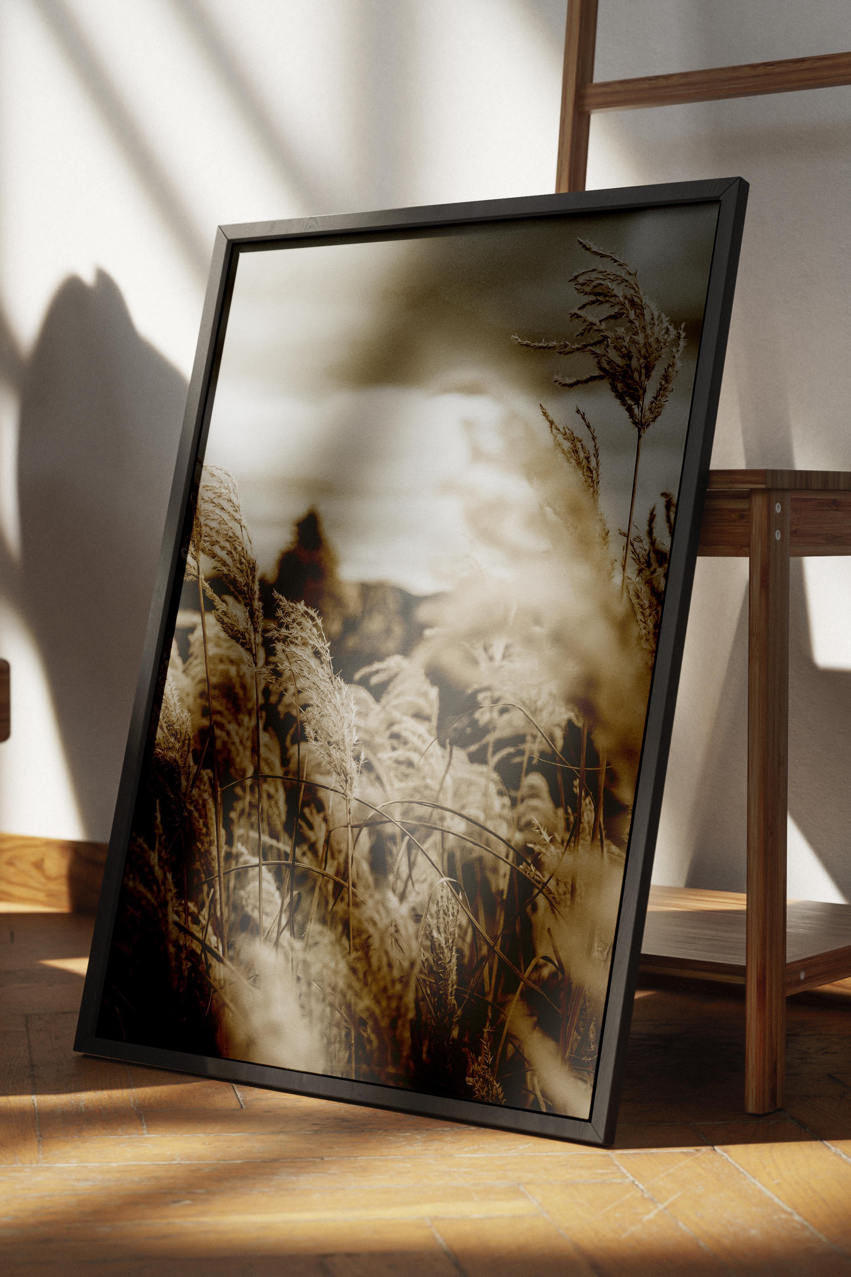 Rustic Çerçevesiz Poster, İskandinav Kahverengi Poster, NO:26 Kuru Otlar Fotoğraf, Dikey