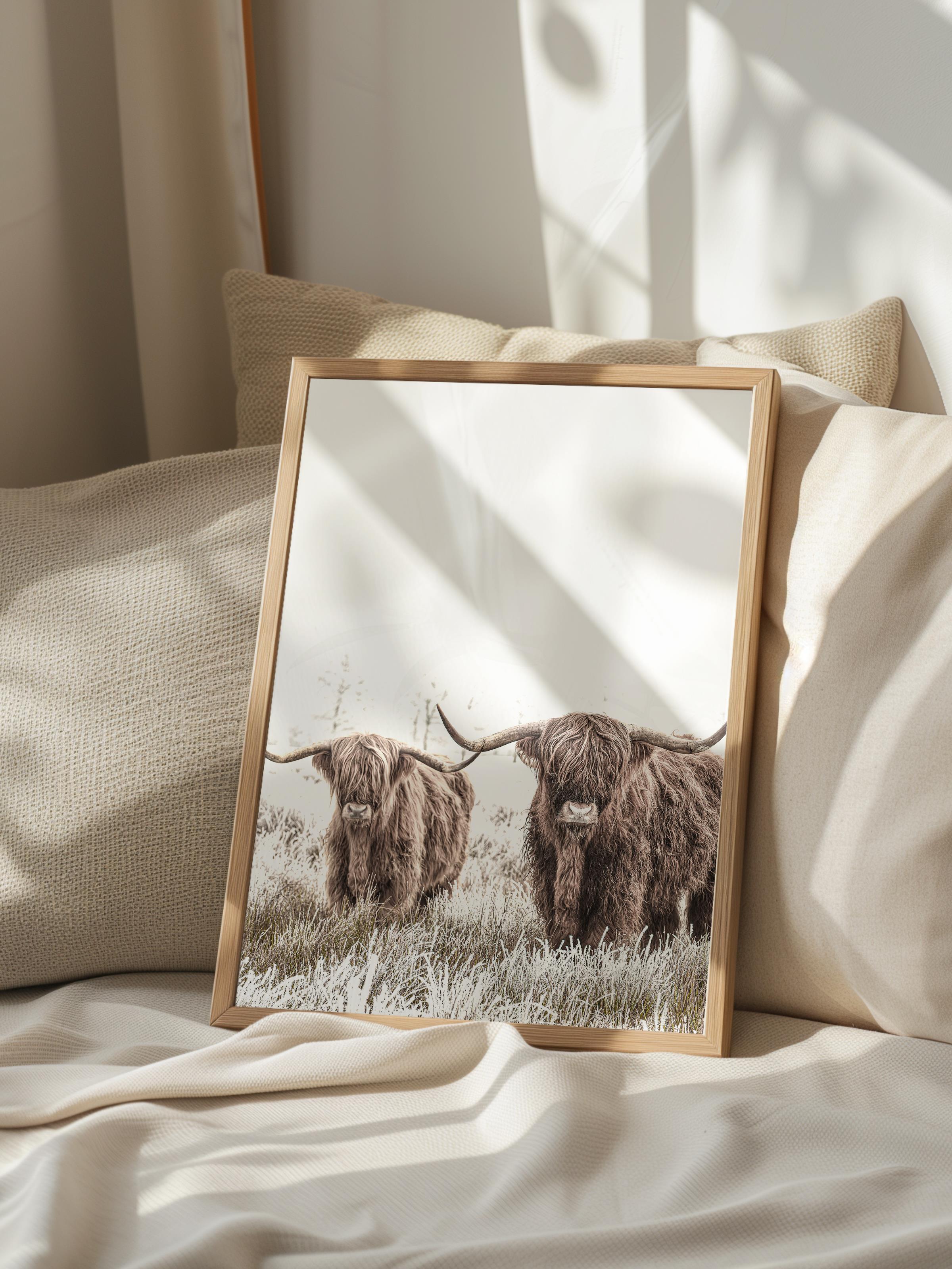 Rustic Çerçevesiz Poster, İskandinav Kahverengi Poster, NO:263 İnekler Fotoğraf, Dikey