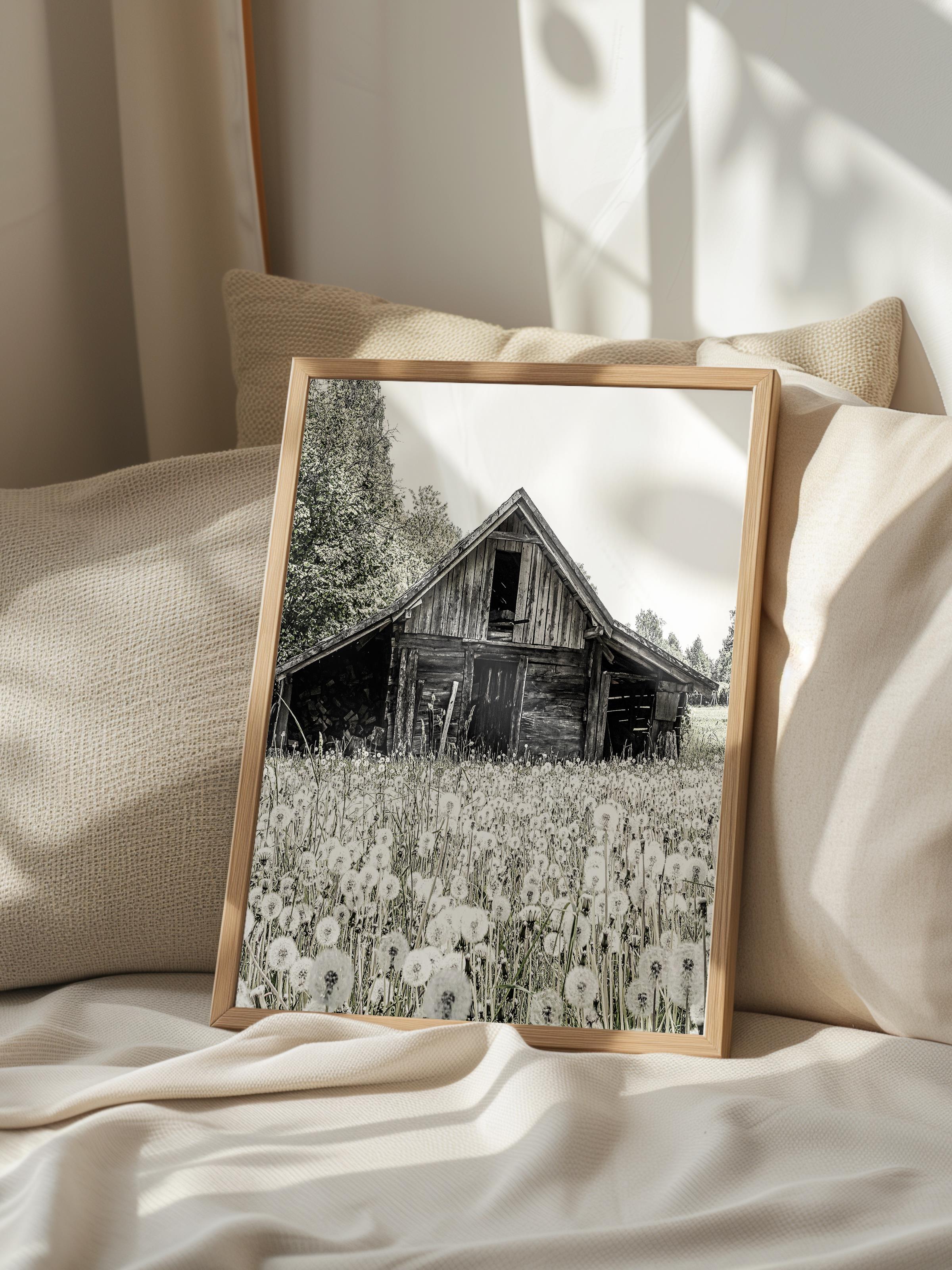 Rustic Çerçevesiz Poster, İskandinav Kahverengi Poster, NO:265 Ahşap Kulübe Fotoğraf, Dikey