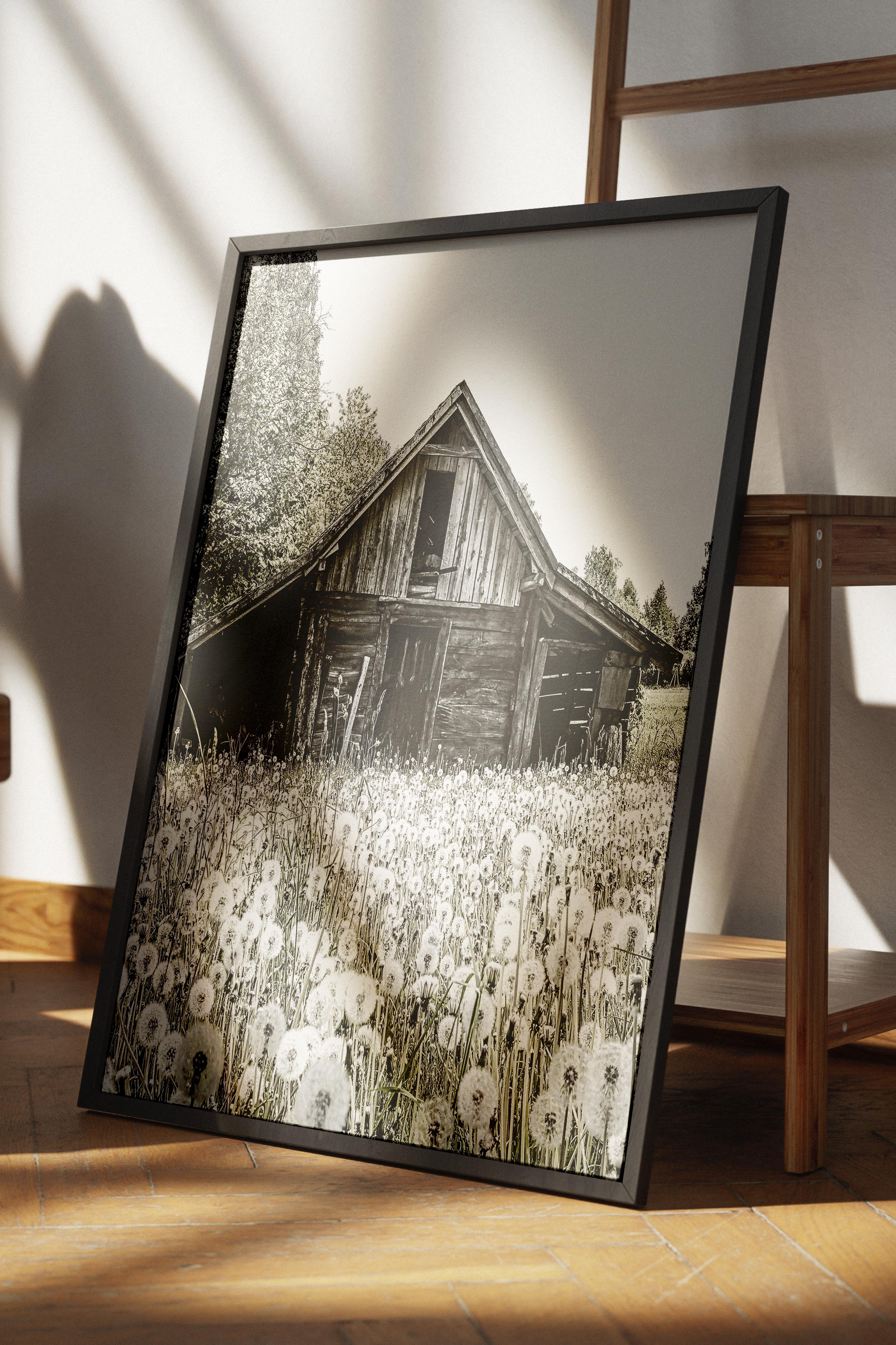 Rustic Çerçevesiz Poster, İskandinav Kahverengi Poster, NO:265 Ahşap Kulübe Fotoğraf, Dikey