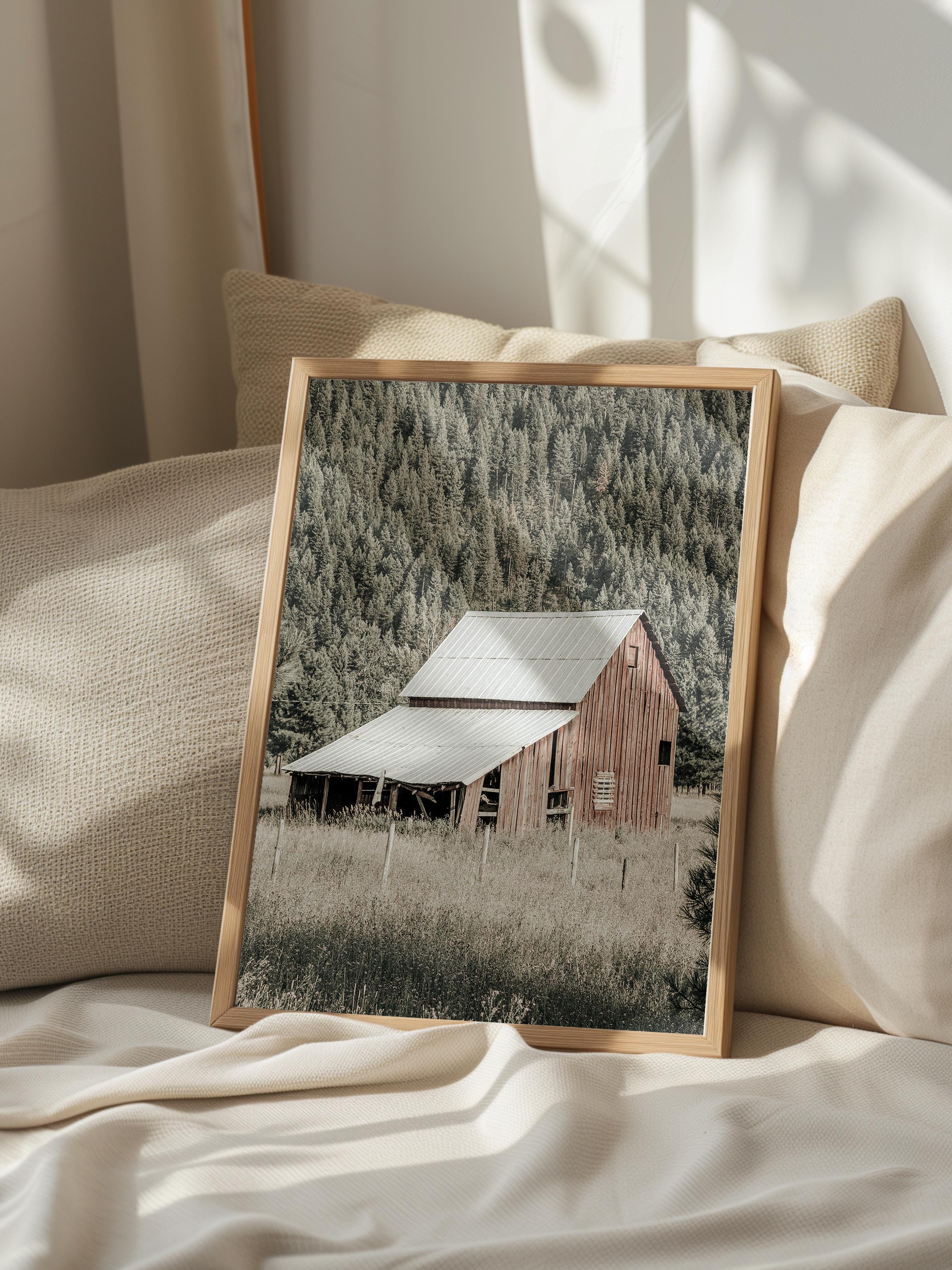 Rustic Çerçevesiz Poster, İskandinav Kahverengi Poster, NO:267 Ahşap Kulübe Fotoğraf, Dikey