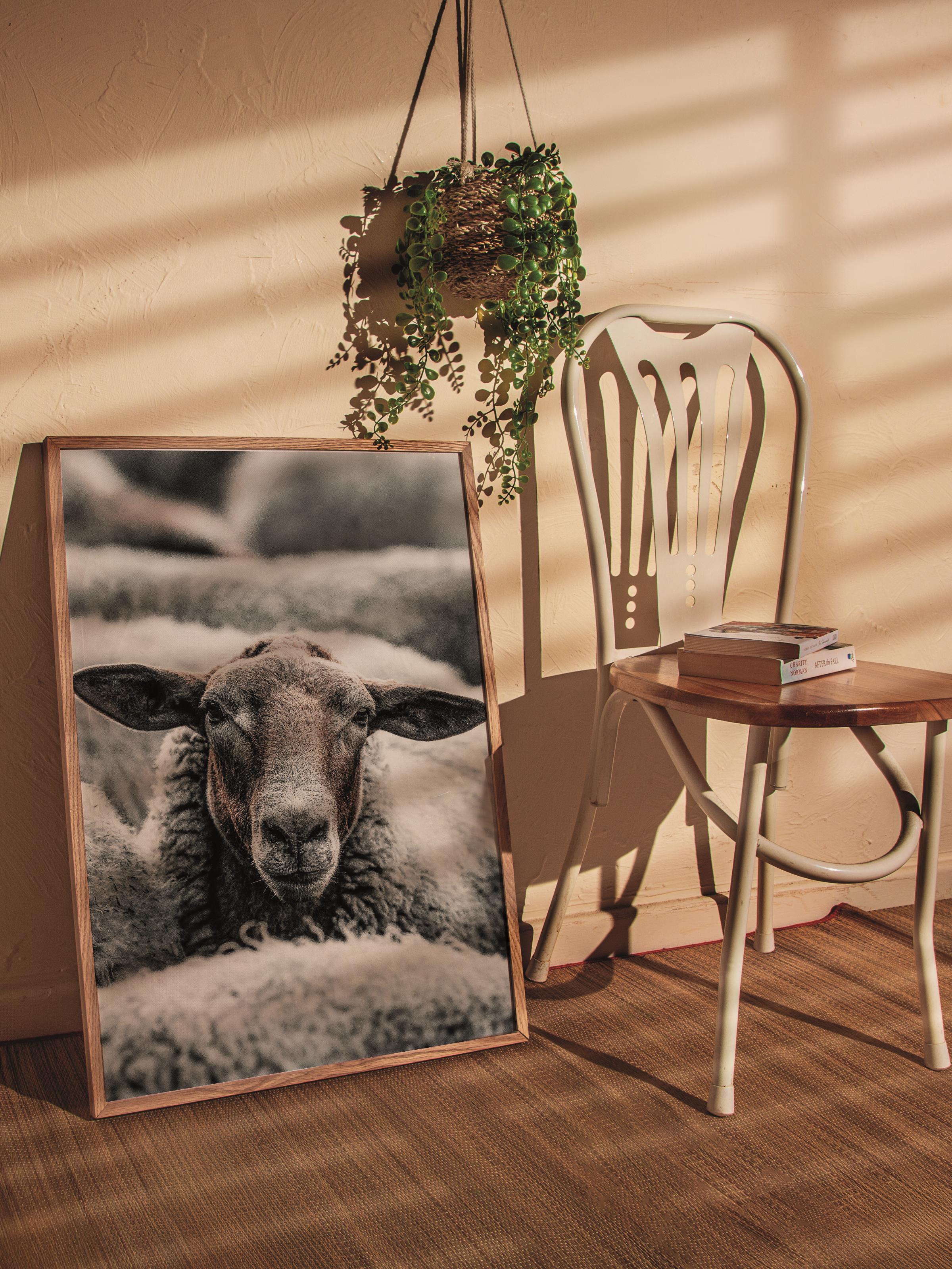 Rustic Çerçevesiz Poster, İskandinav Kahverengi Poster, NO:270 Keçi Fotoğraf, Dikey