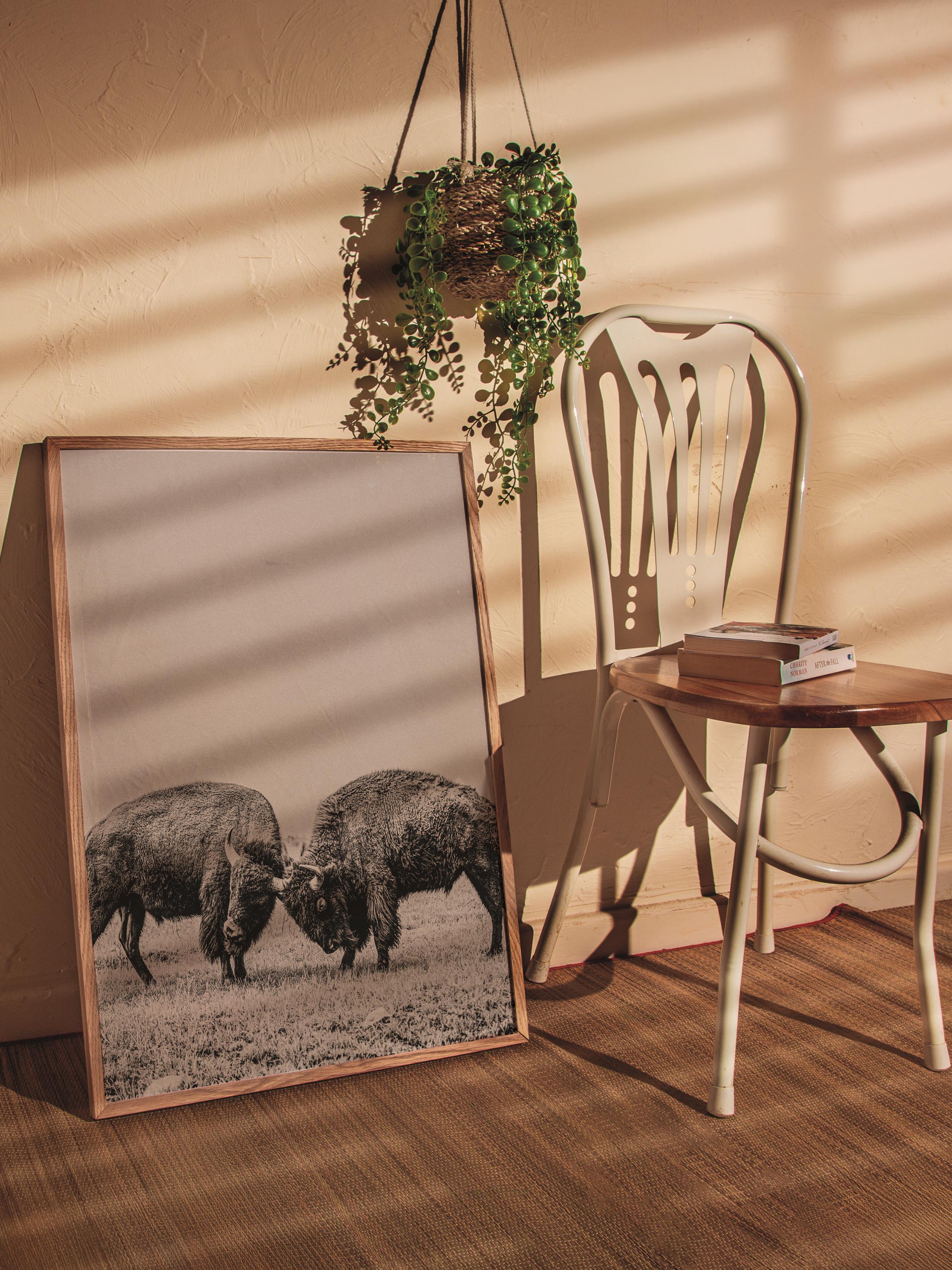 Rustic Çerçevesiz Poster, İskandinav Kahverengi Poster, NO:273 Domuzlar Fotoğraf, Dikey