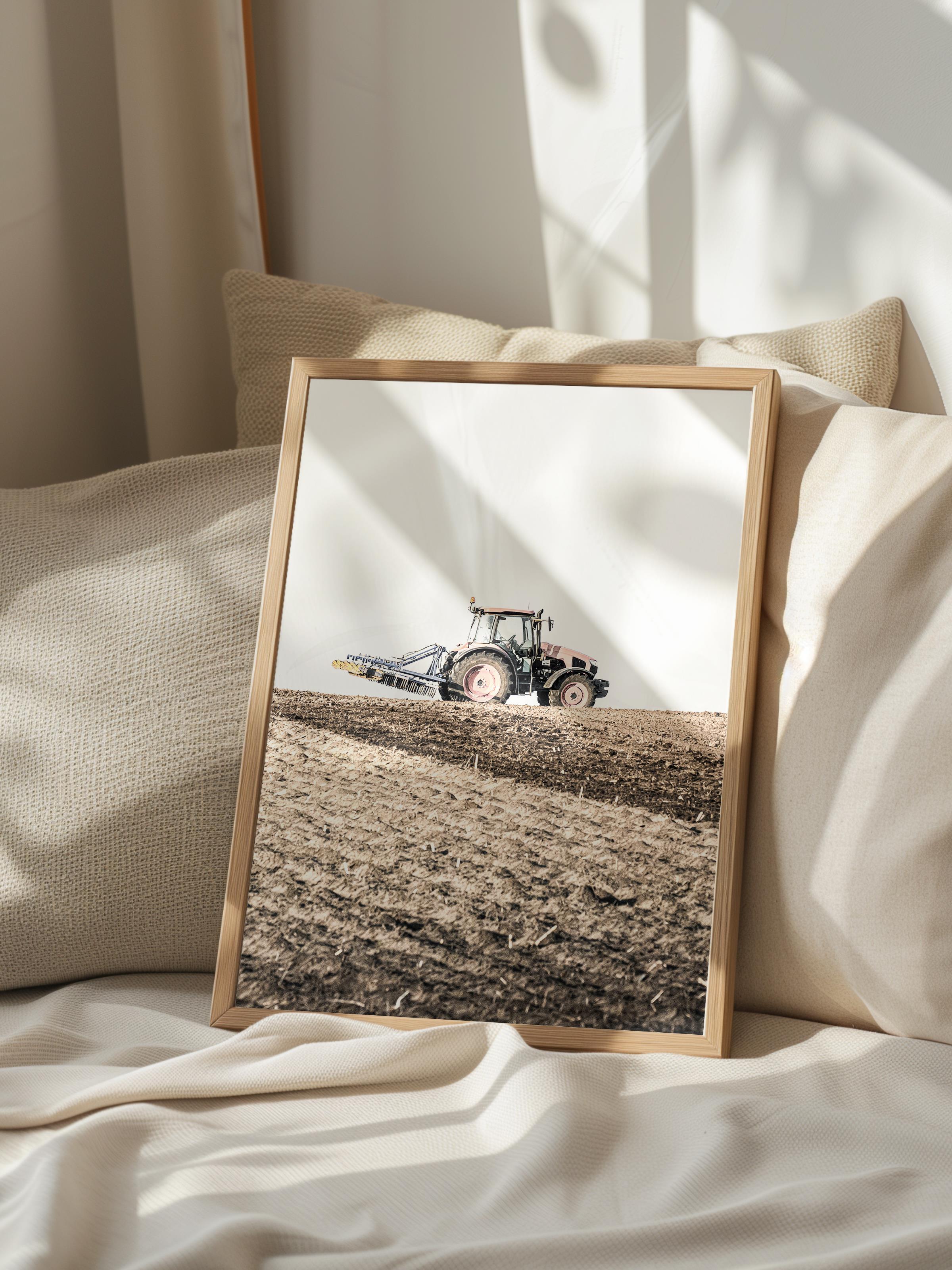 Rustic Çerçevesiz Poster, İskandinav Kahverengi Poster, NO:274 Traktör Fotoğraf, Dikey