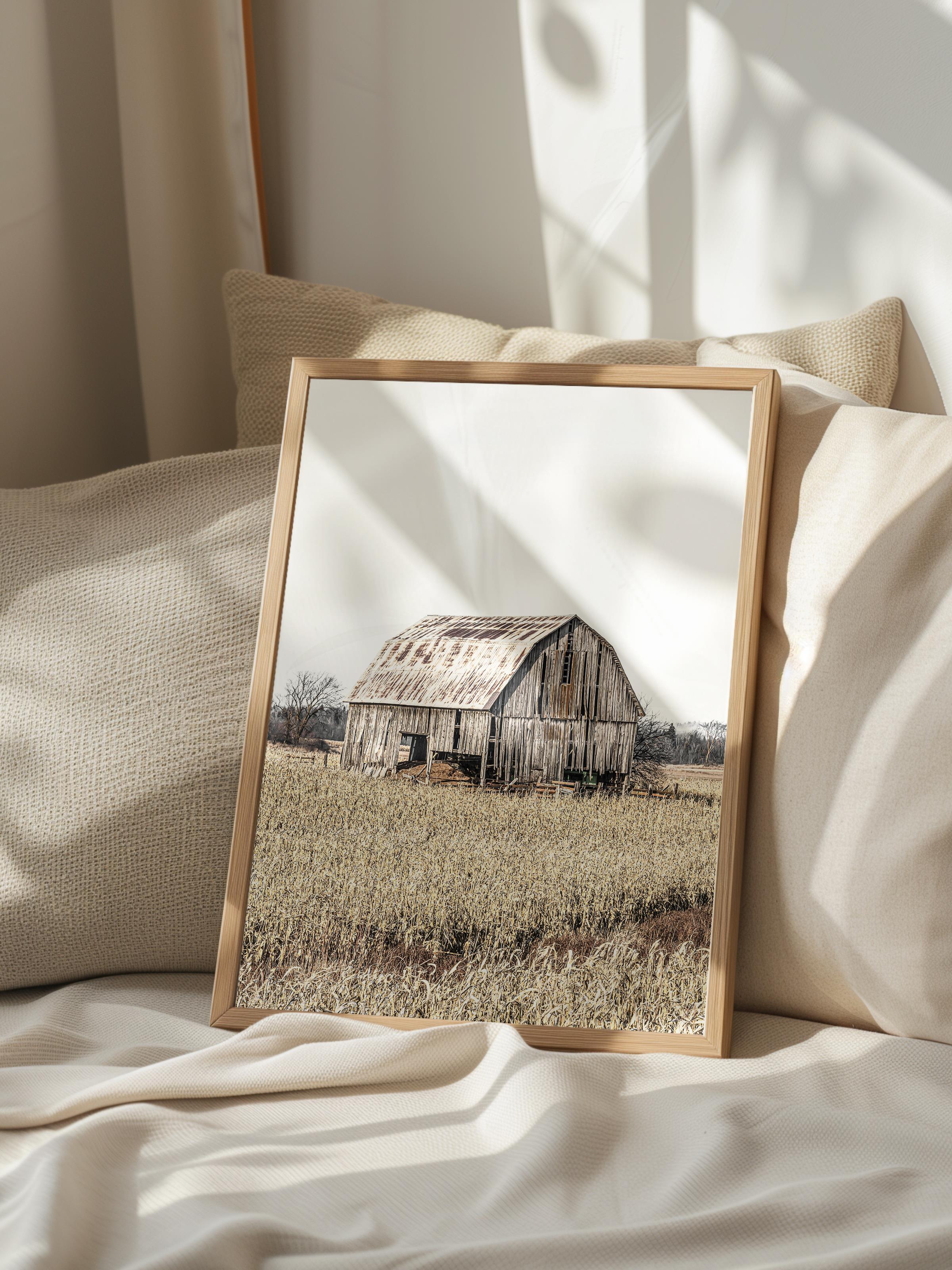 Rustic Çerçevesiz Poster, İskandinav Kahverengi Poster, NO:275 Ahır Fotoğraf, Dikey